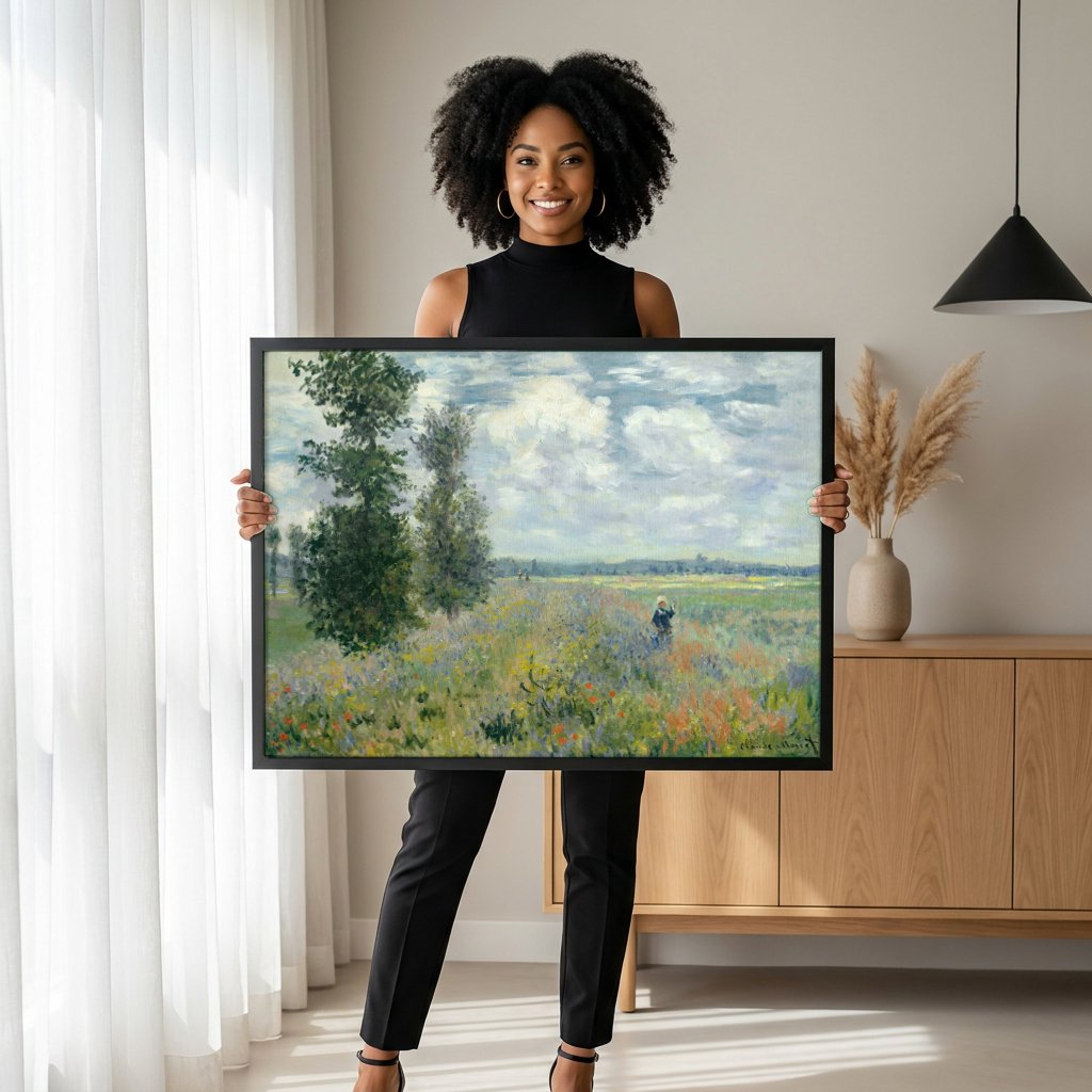 Quadro Decorativo Campo de Papoulas - Claude Monet com modelo em ambiente