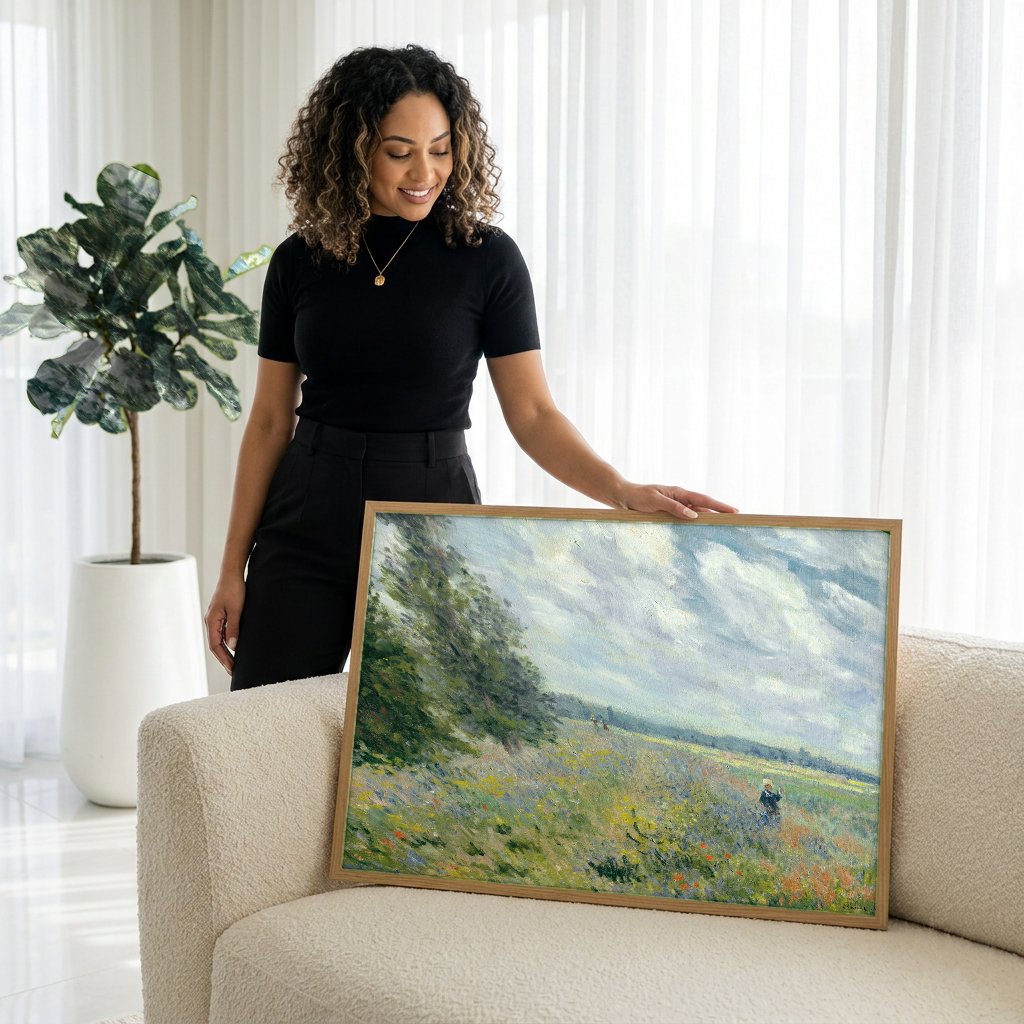 Quadro Decorativo Campo de Papoulas - Claude Monet com modelo em ambiente