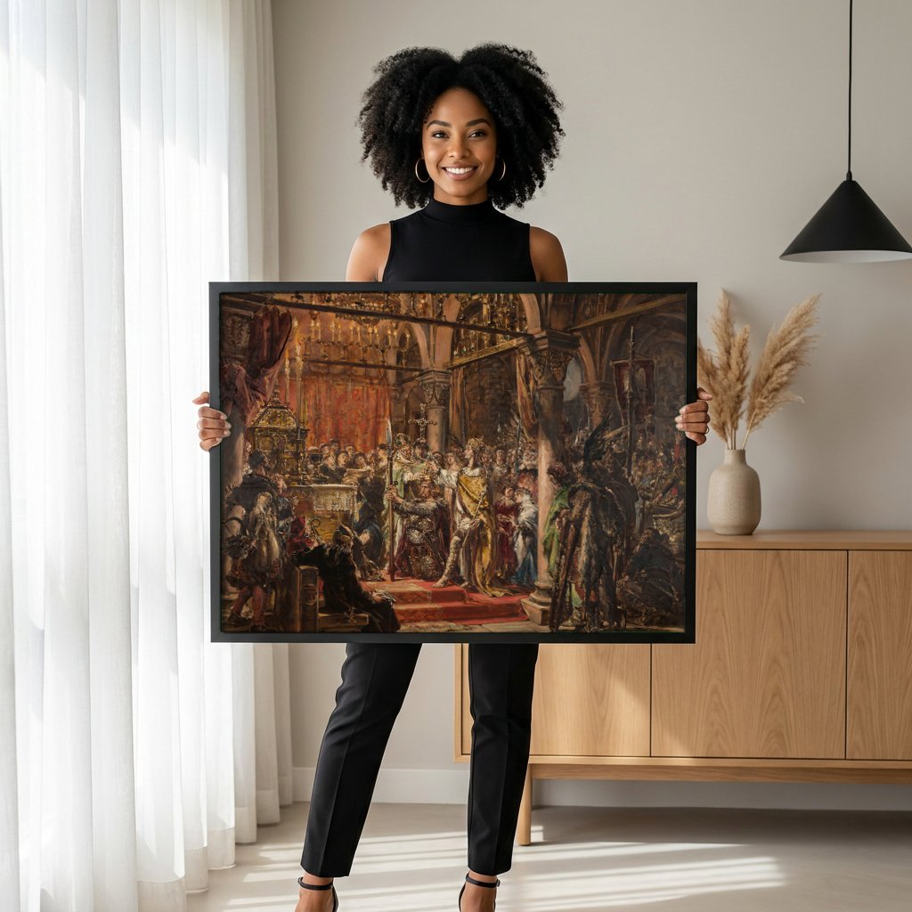Quadro Decorativo A Coroacao de Ladislau I - Jan Matejko com modelo em ambiente