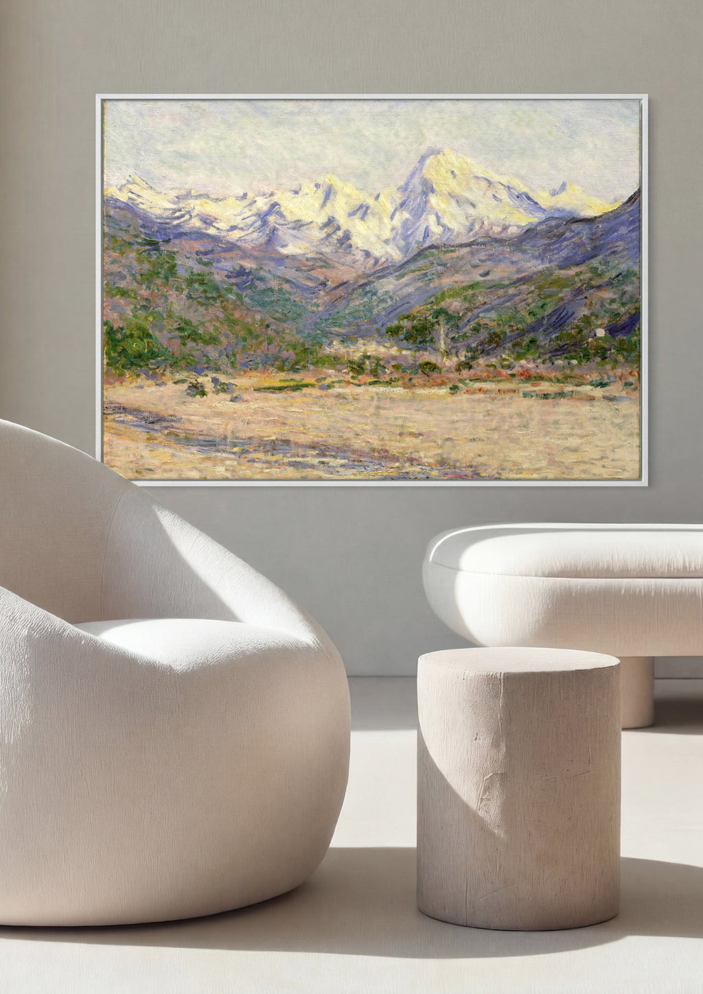 Quadro Decorativo Montanhas nevadas - Claude Monet em ambiente decorado