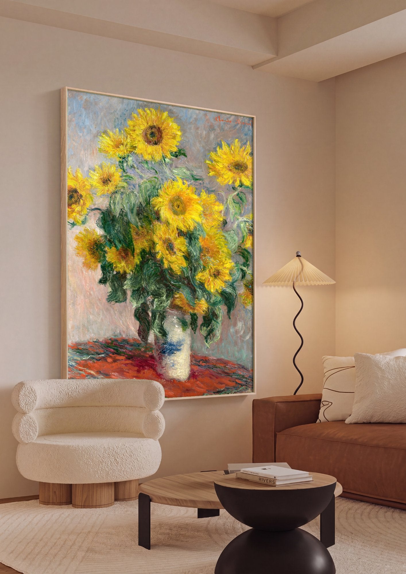 Quadro Decorativo Girassóis em Vaso - Claude Monet em ambiente decorado