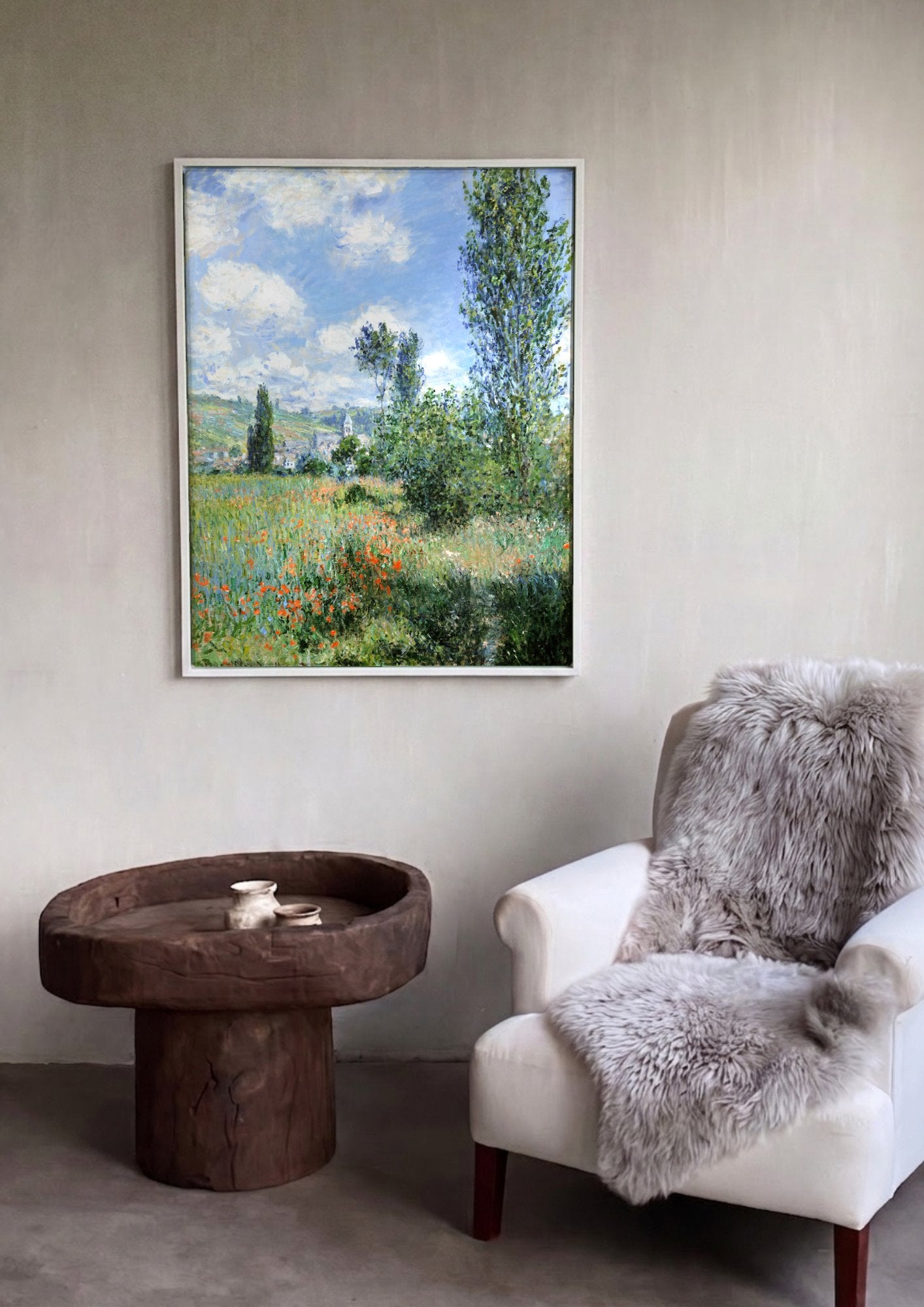 Quadro Decorativo Campo de Papoulas - Claude Monet em ambiente decorado