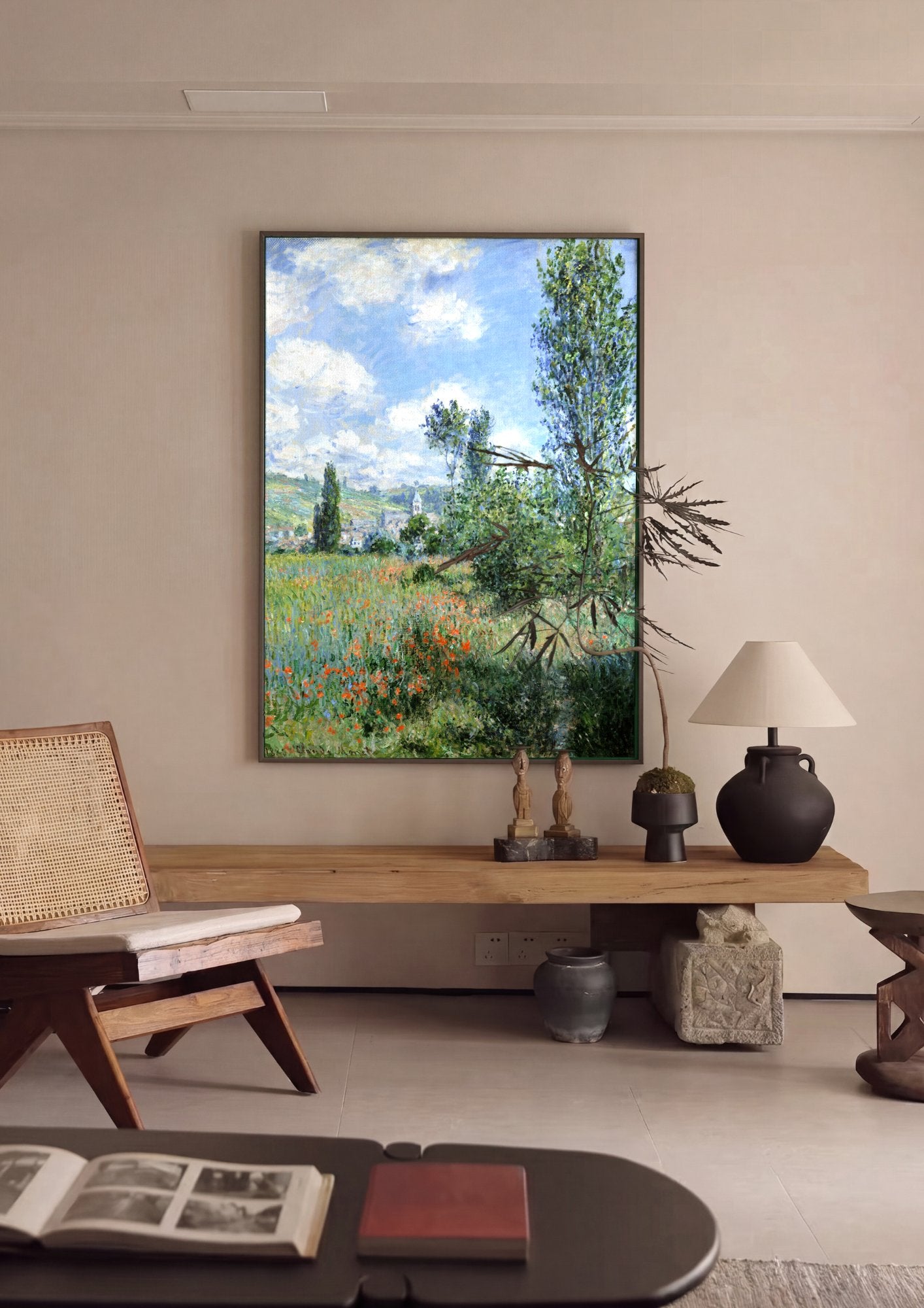 Quadro Decorativo Campo de Papoulas - Claude Monet em ambiente decorado