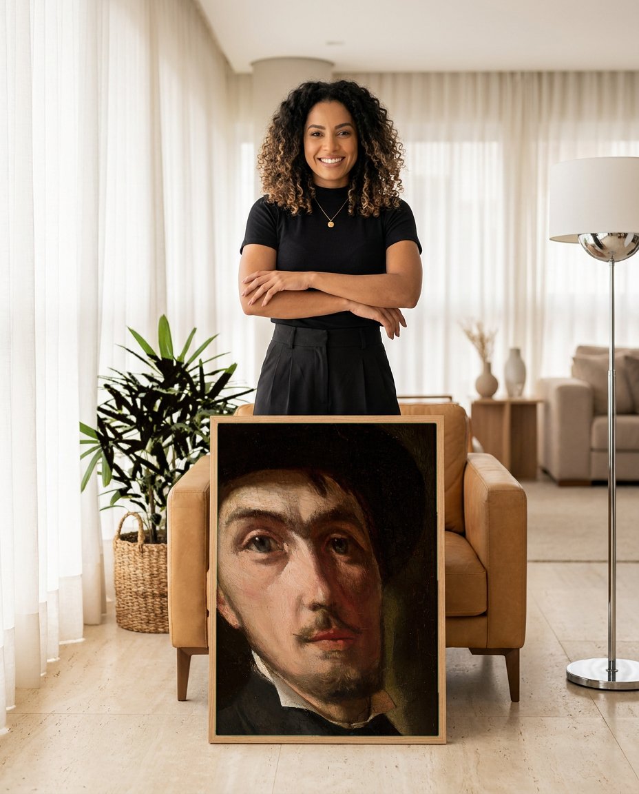 Quadro Decorativo Autorretrato - Wladyslaw Czachórski com modelo em ambiente