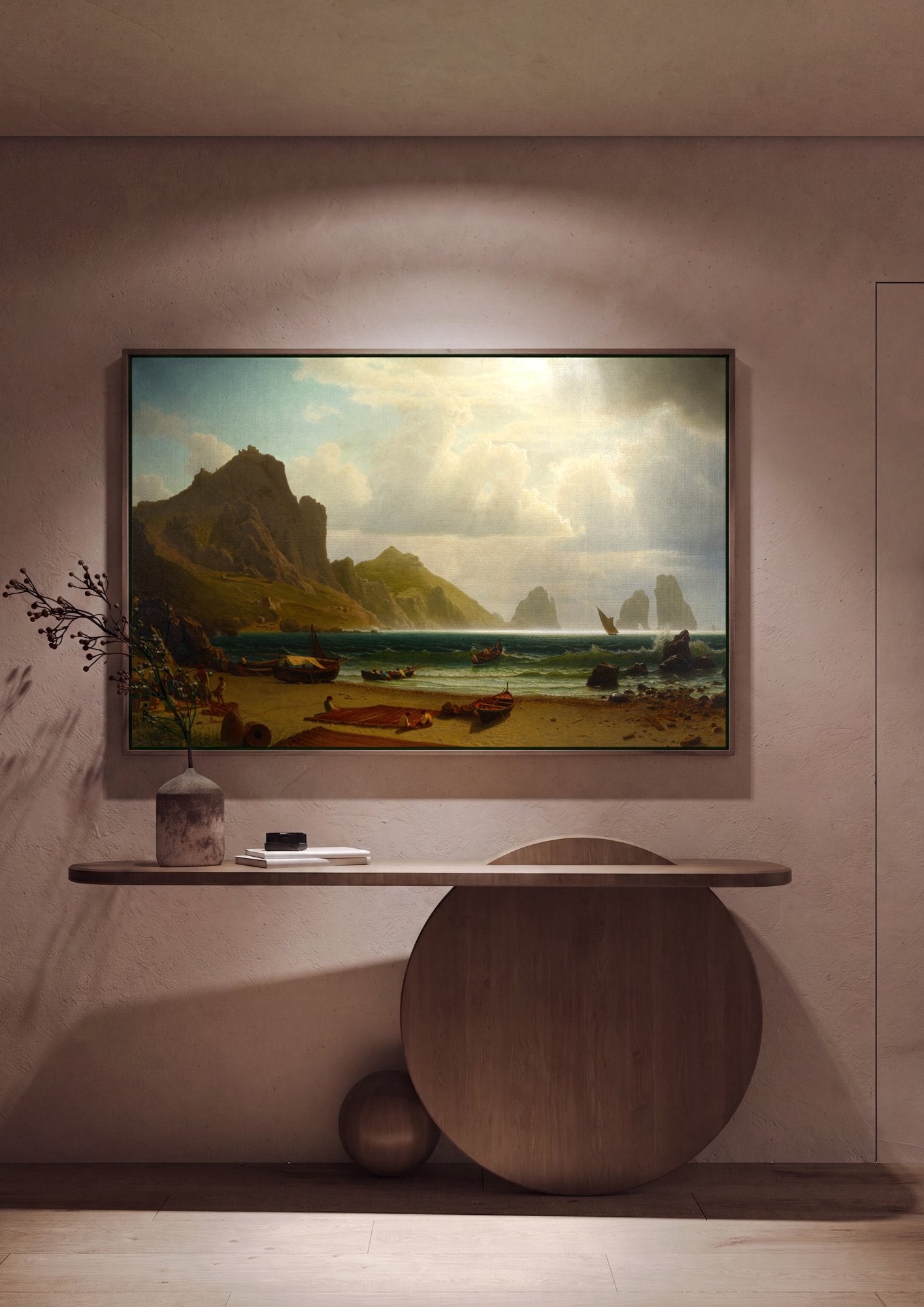 Quadro Decorativo A Baía de Nápoles - Albert Bierstadt em ambiente decorado