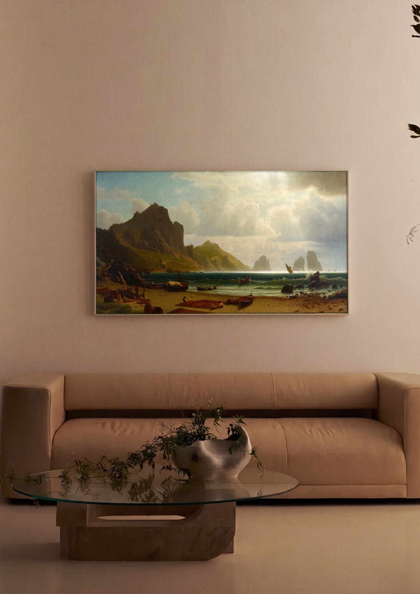 Quadro Decorativo A Baía de Nápoles - Albert Bierstadt em ambiente decorado