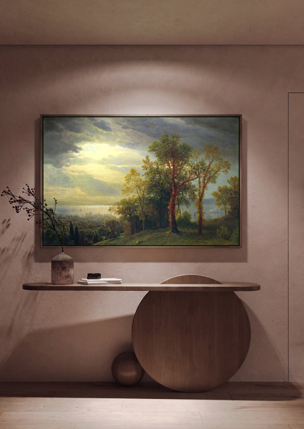 Quadro Decorativo Paisagem com Lago - Albert Bierstadt em ambiente decorado