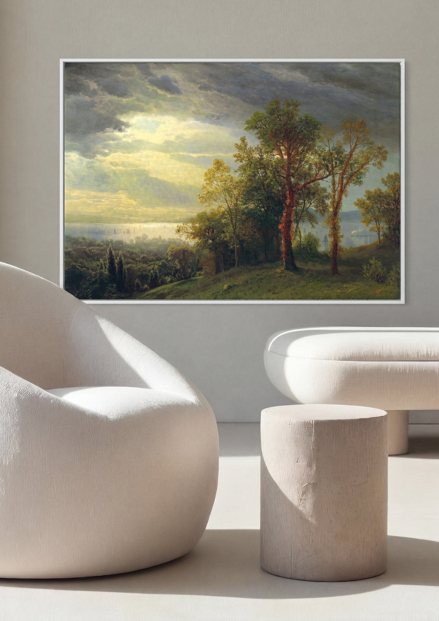 Quadro Decorativo Paisagem com Lago - Albert Bierstadt em ambiente decorado