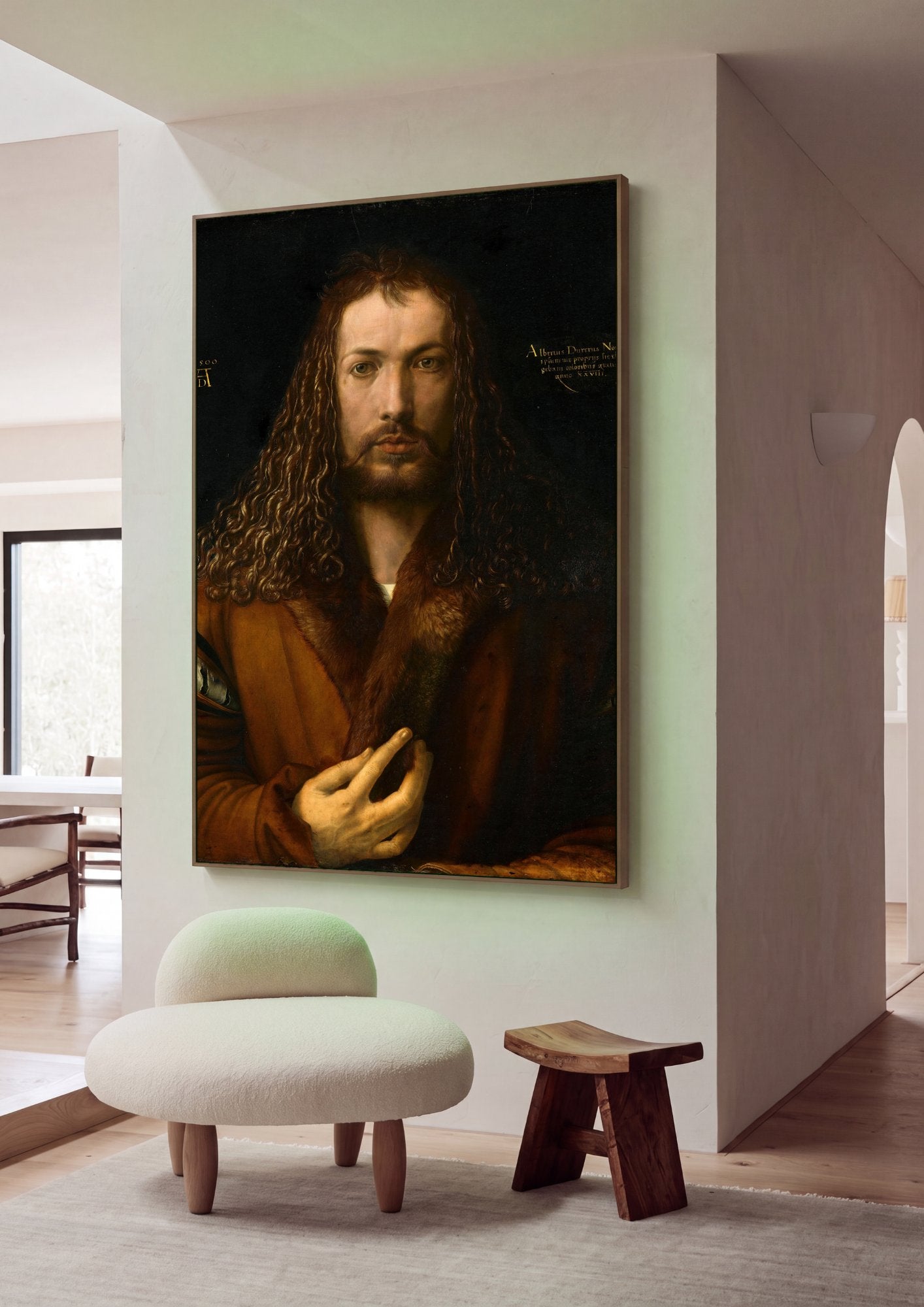 Quadro Decorativo Autorretrato (1500) - Albrecht Dürer em ambiente decorado