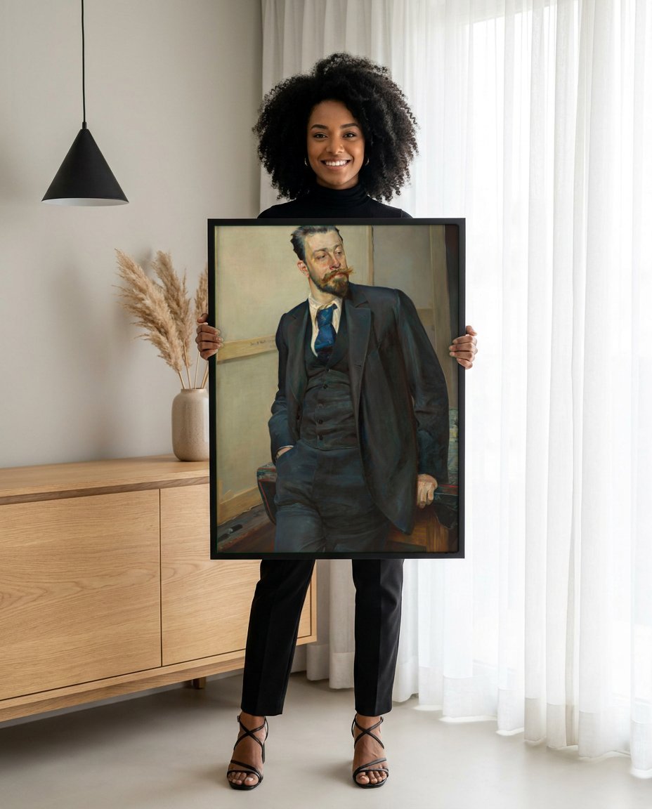 Quadro Decorativo Retrato de Jacek Malczewski - Malczewski com modelo em ambiente