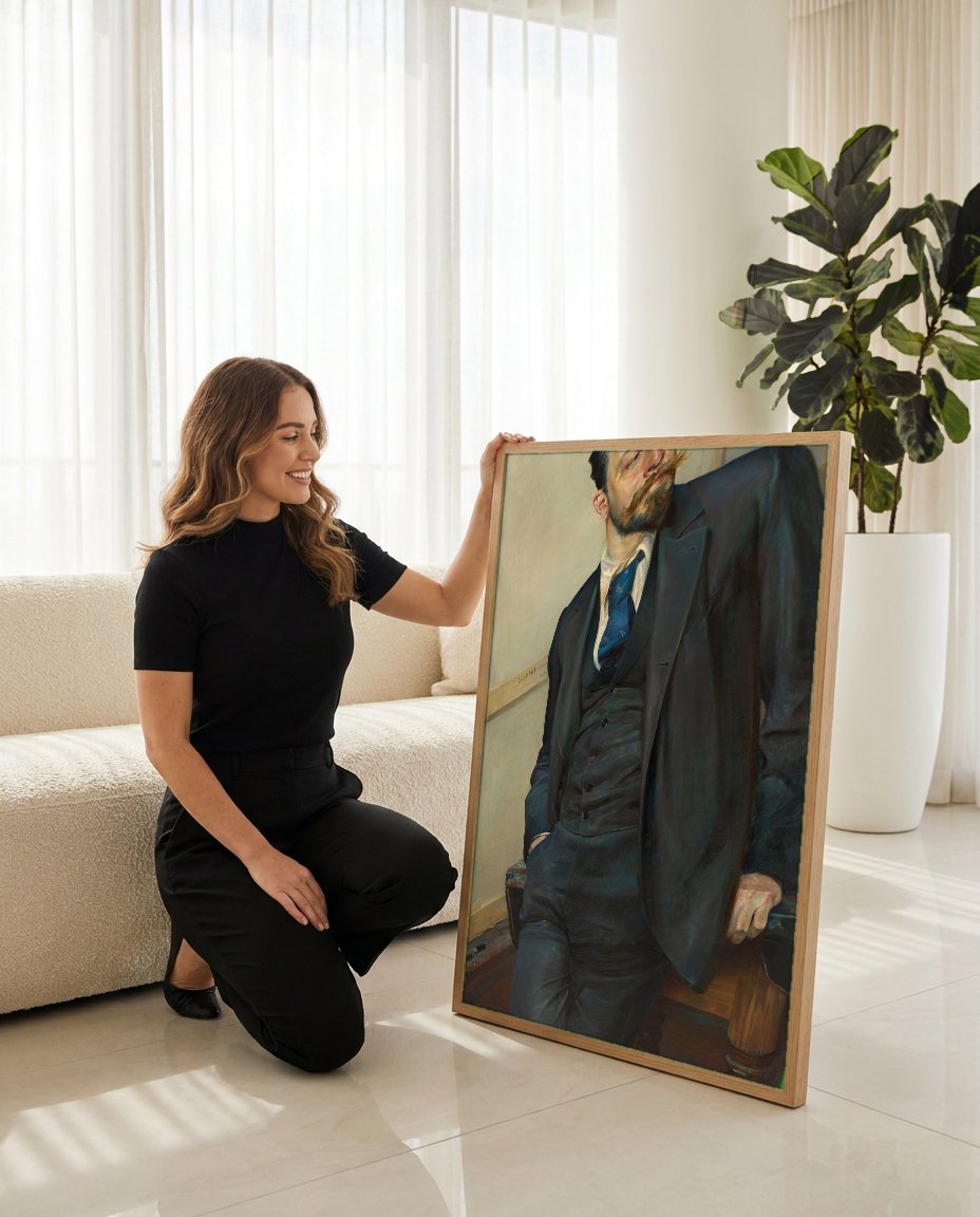 Quadro Decorativo Retrato de Jacek Malczewski - Malczewski com modelo em ambiente