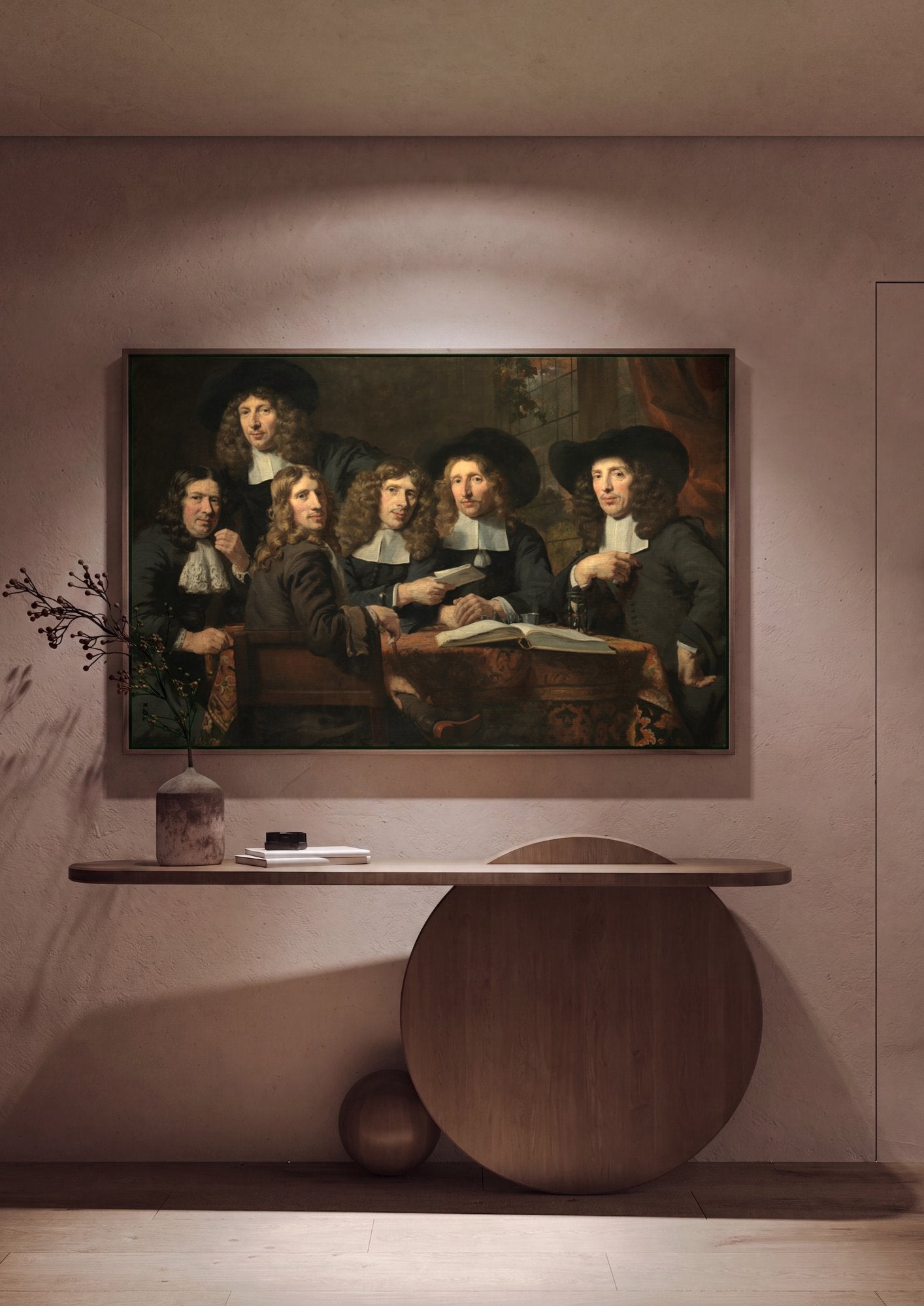 Quadro Decorativo Os Regentes da Guilda dos Cirurgiões - Nicolaes Maes em ambiente decorado
