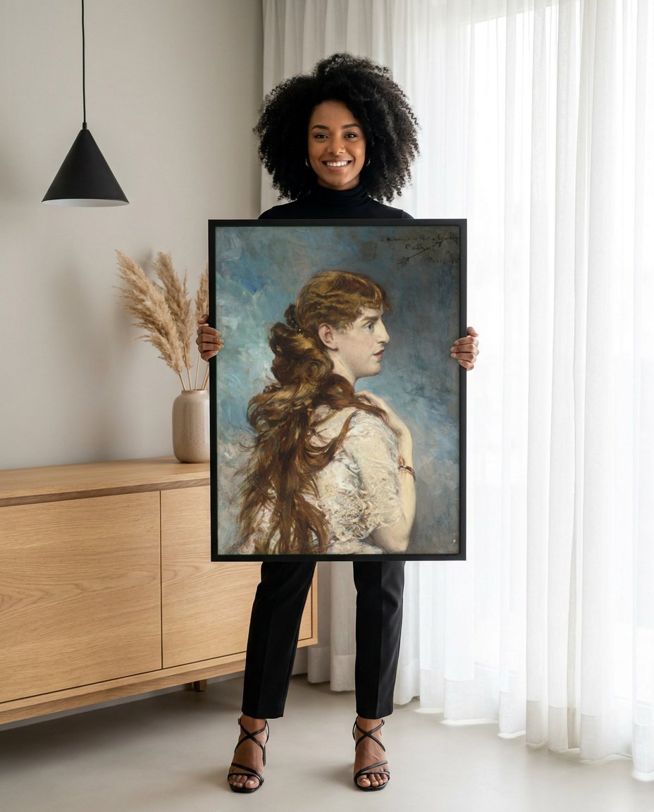 Quadro Decorativo Retrato de Jovem - Boldini com modelo em ambiente