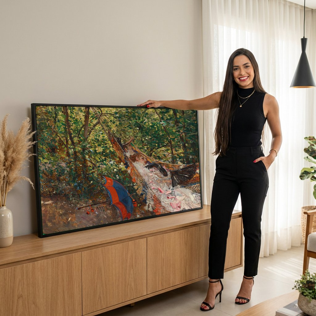 Quadro Decorativo A Sesta - Giovanni Boldini com modelo em ambiente