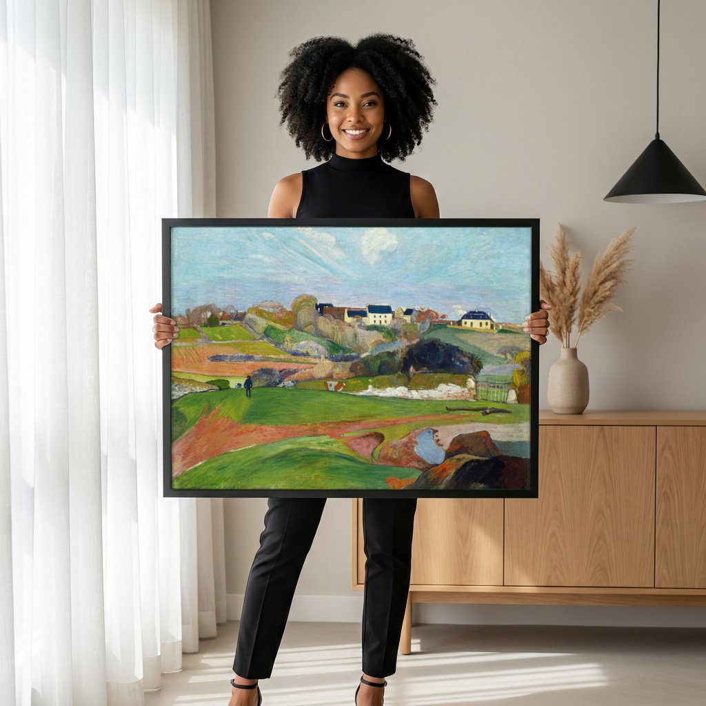 Quadro Decorativo A Fazenda de Le Pouldu - Paul Gauguin com modelo em ambiente