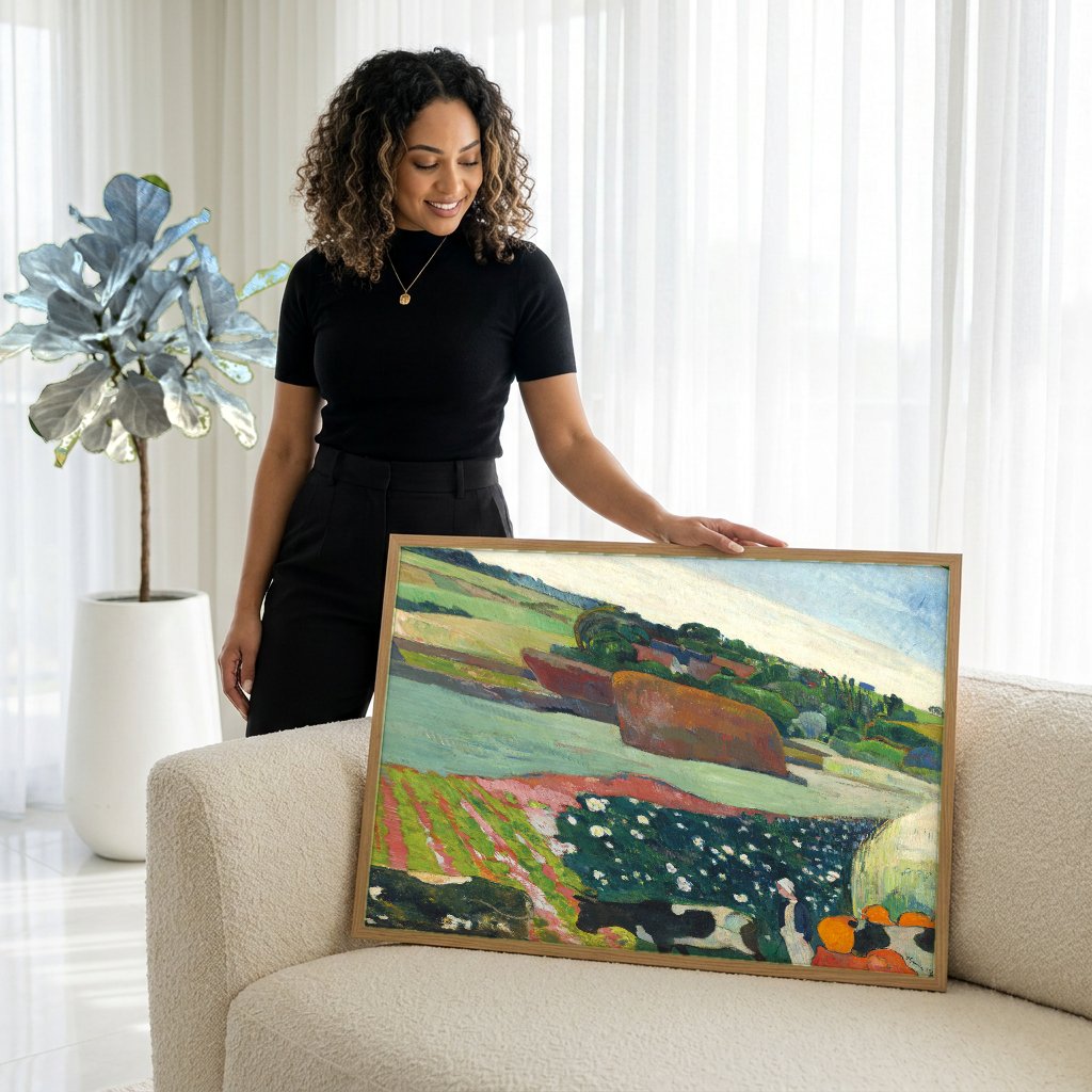 Quadro Decorativo A Fazenda de Le Pouldu - Paul Gauguin com modelo em ambiente