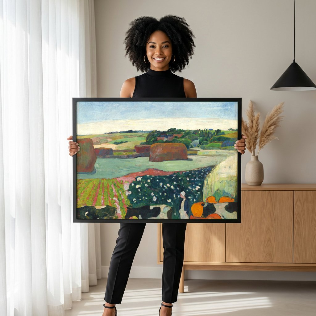 Quadro Decorativo A Fazenda de Le Pouldu - Paul Gauguin com modelo em ambiente