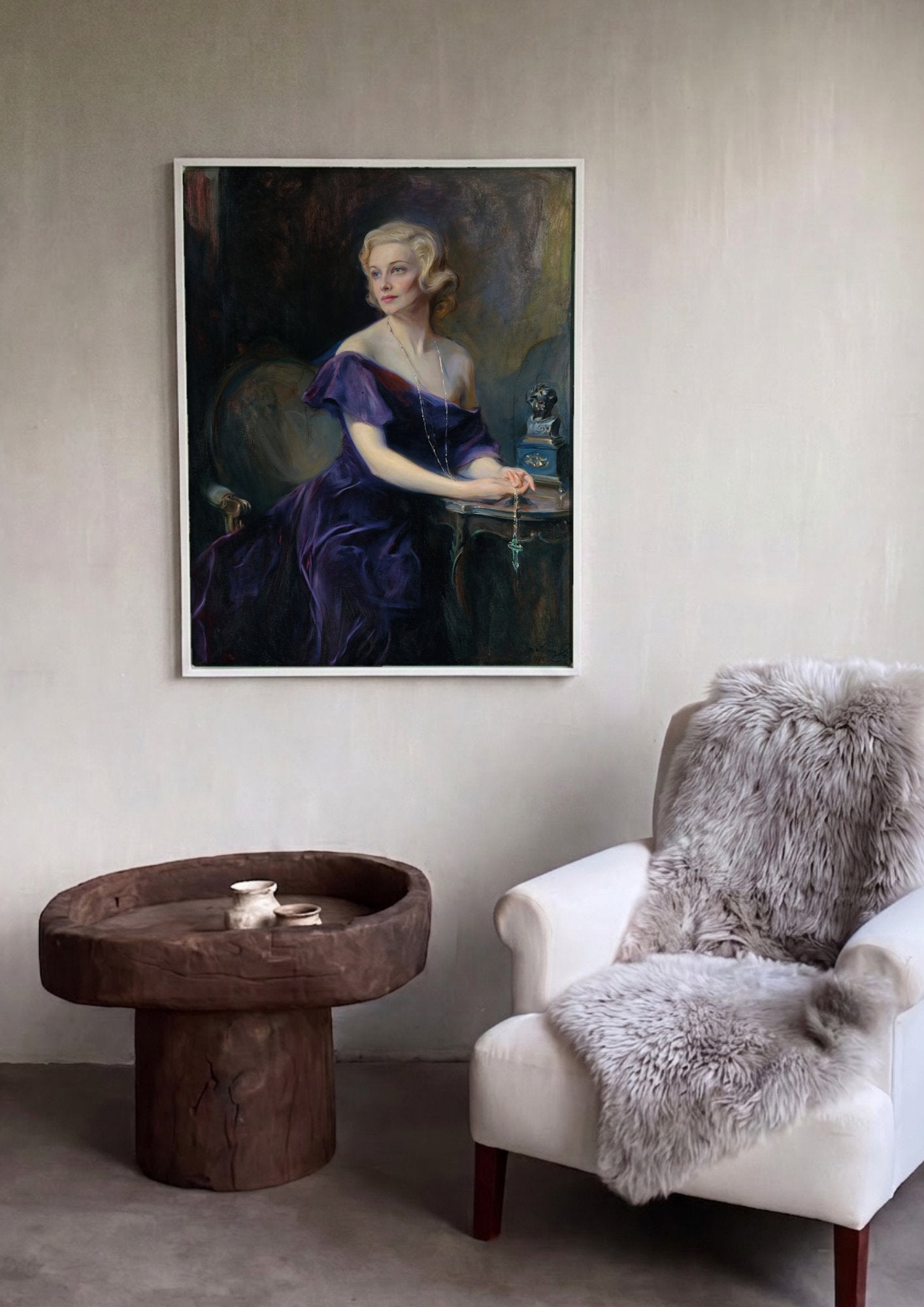 Quadro Decorativo Retrato de Mulher Elegante - Philip Alexius de László em ambiente decorado