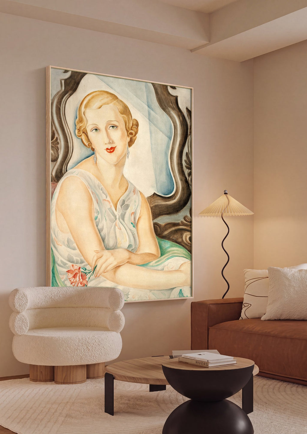 Quadro Decorativo Retrato de Mulher Elegante - Gerda Wegener em ambiente decorado