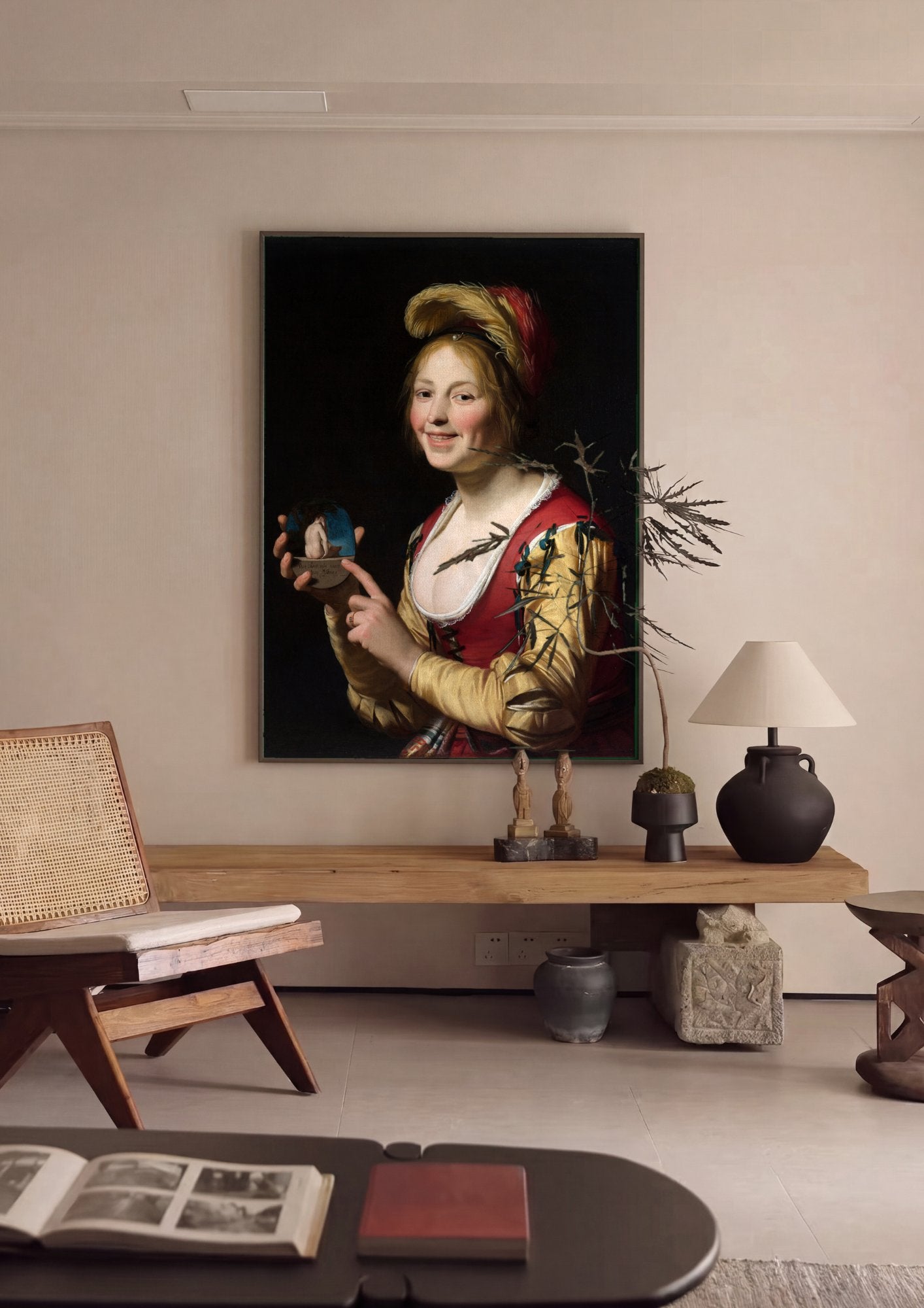 Quadro Decorativo A Feliz Cortesã (A Alegre Companhia) - Honthorst em ambiente decorado