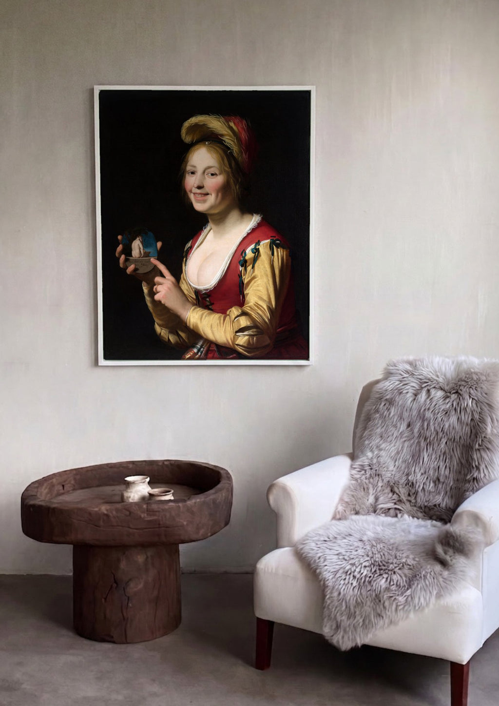 Quadro Decorativo A Feliz Cortesã (A Alegre Companhia) - Honthorst em ambiente decorado