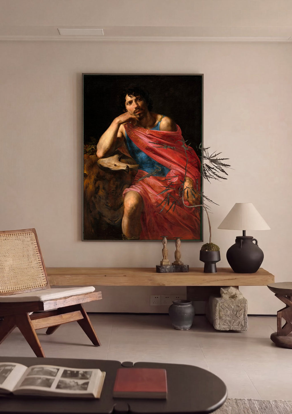 Quadro Decorativo "São João Batista" - Valentin de Boulogne em ambiente decorado