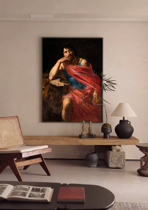 Quadro Decorativo "São João Batista" - Valentin de Boulogne em ambiente decorado