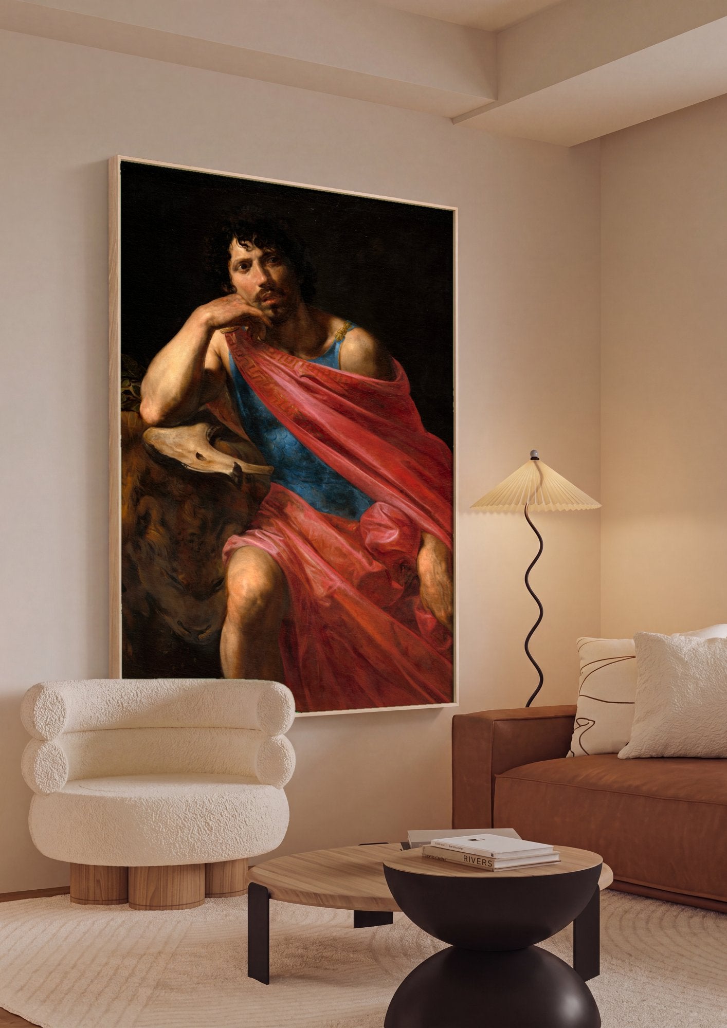 Quadro Decorativo "São João Batista" - Valentin de Boulogne em ambiente decorado