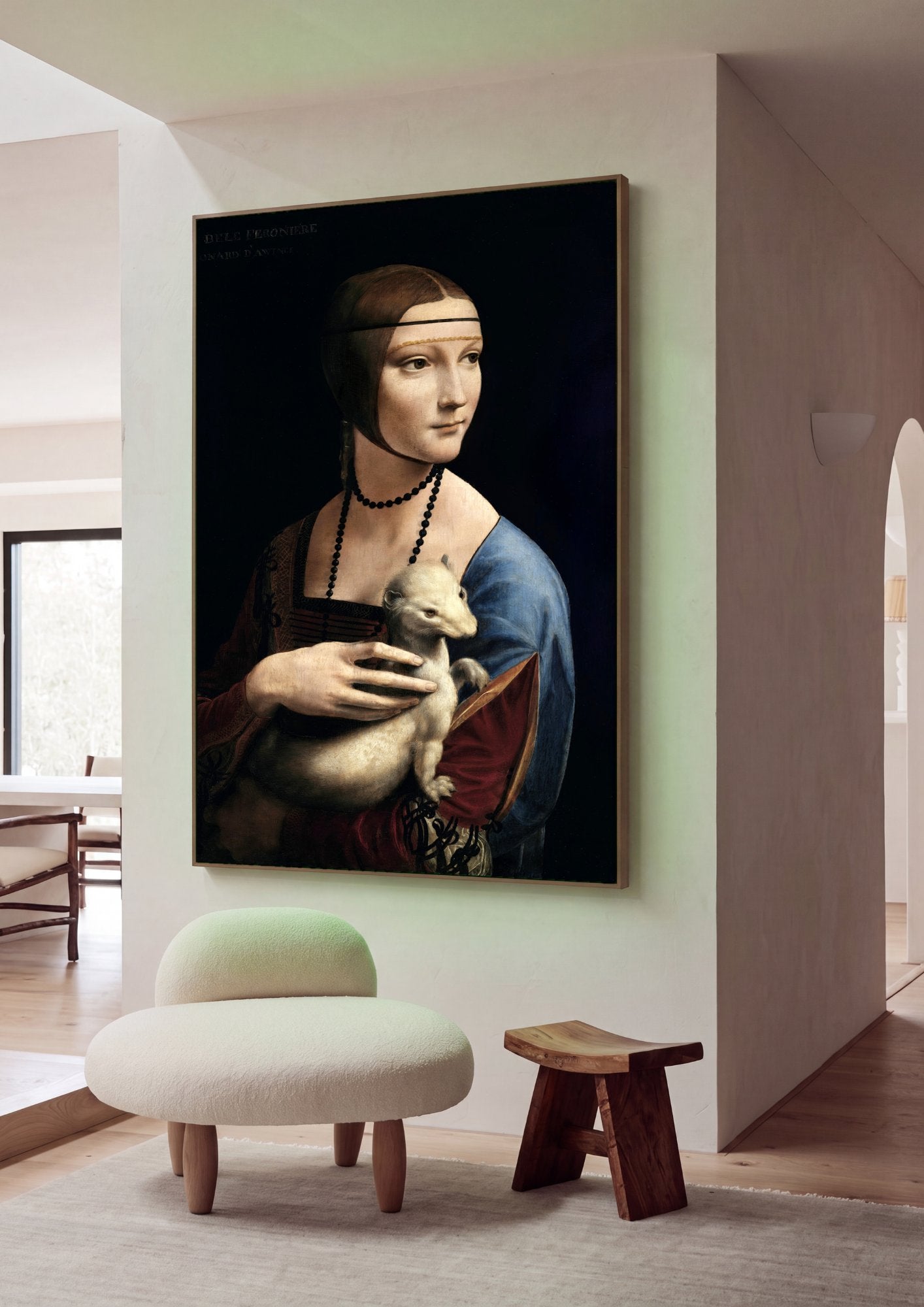 Quadro Decorativo A Dama com Arminho - Leonardo Da Vinci em ambiente decorado
