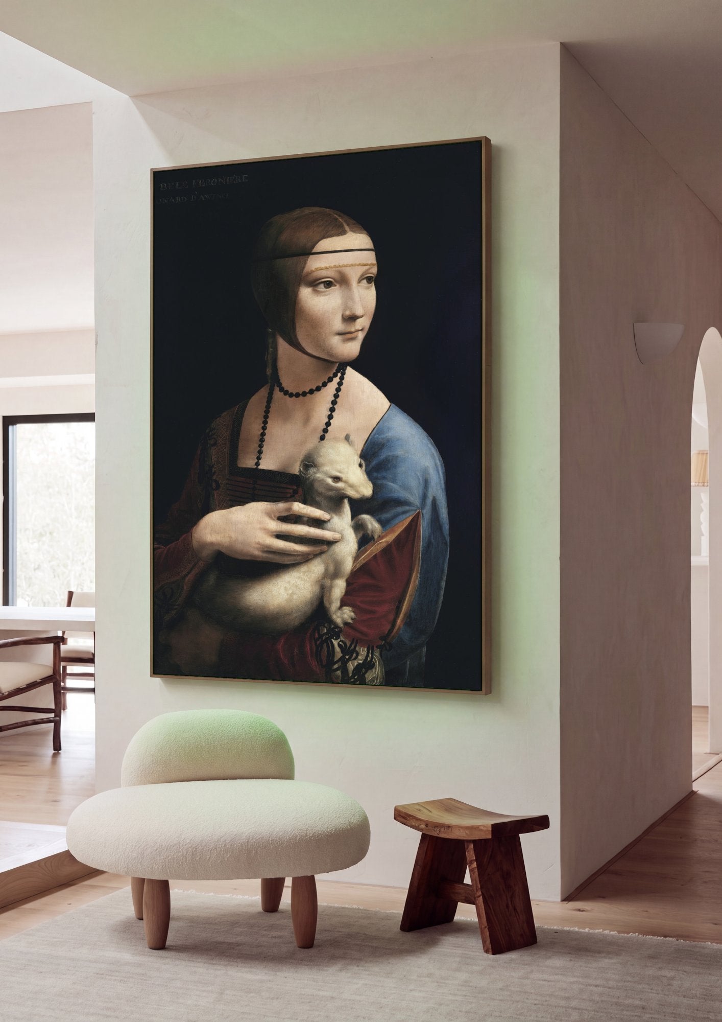 Quadro Decorativo A Dama com Arminho - Leonardo da Vinci em ambiente decorado