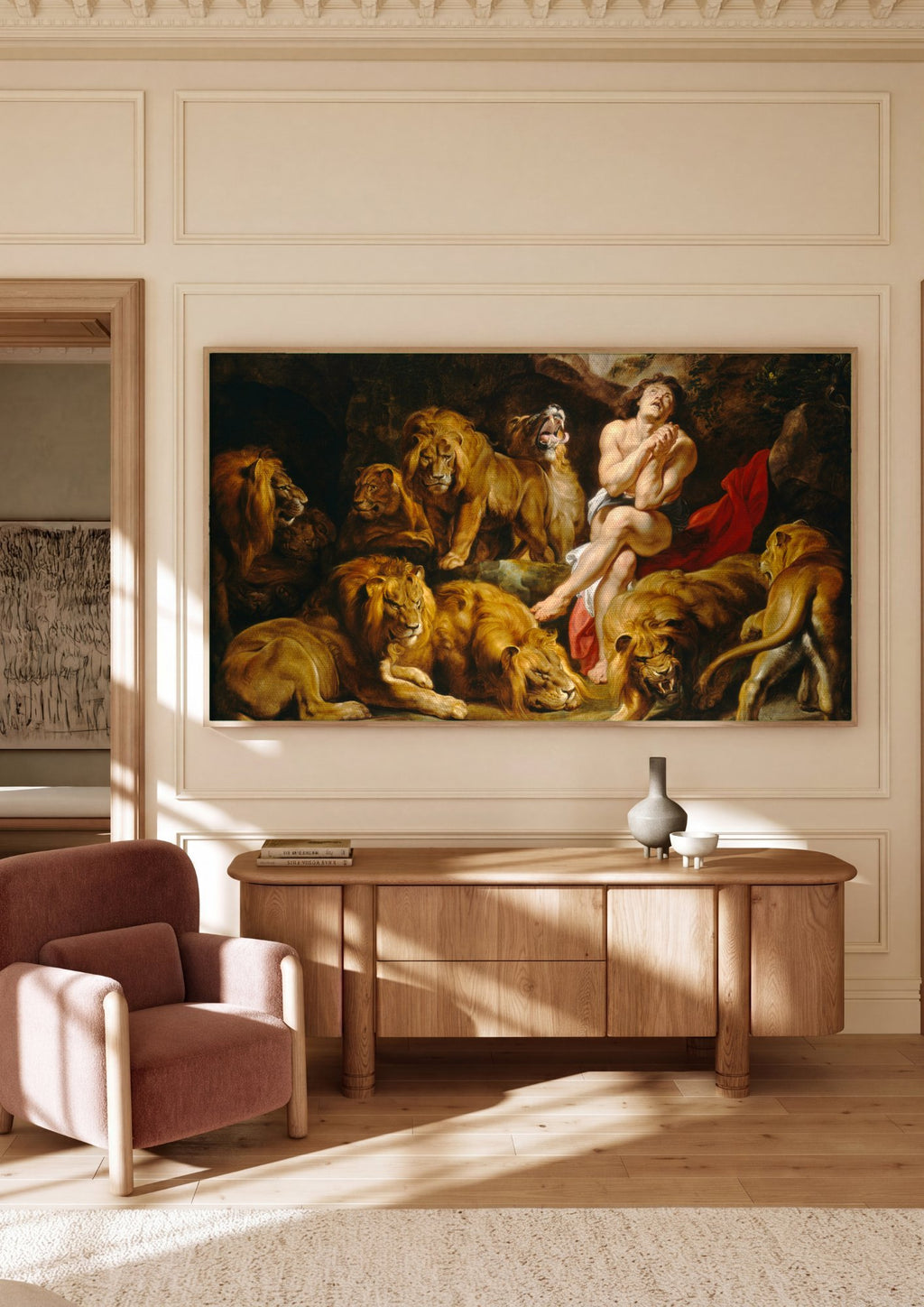 Quadro Decorativo Daniel na Cova dos Leões - Rubens em ambiente decorado