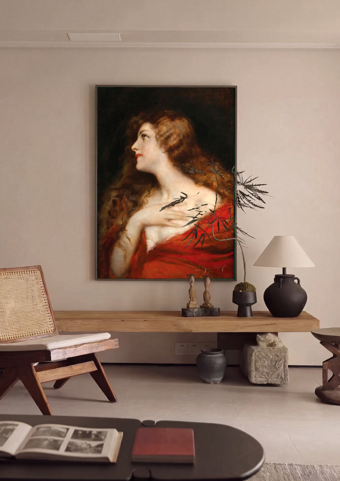 Quadro Decorativo A Dama de Vermelho - Leopold Schmutzler em ambiente decorado