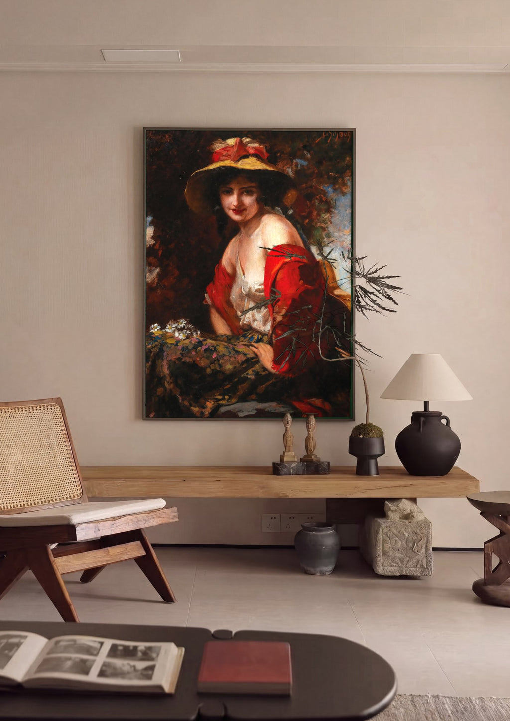 Quadro Decorativo A Mulher do Chapéu - Leopold Schmutzler em ambiente decorado