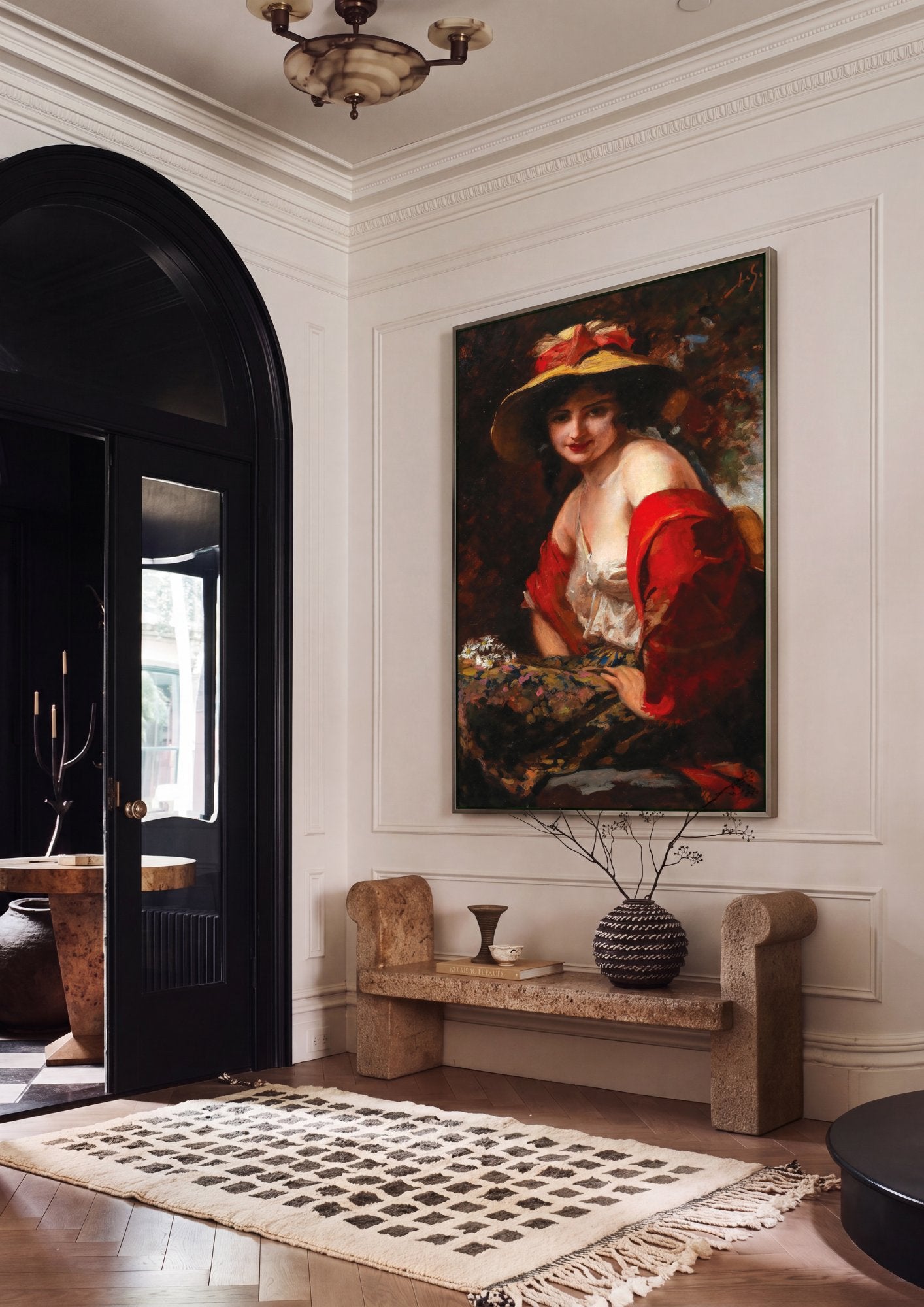 Quadro Decorativo A Mulher do Chapéu - Leopold Schmutzler em ambiente decorado