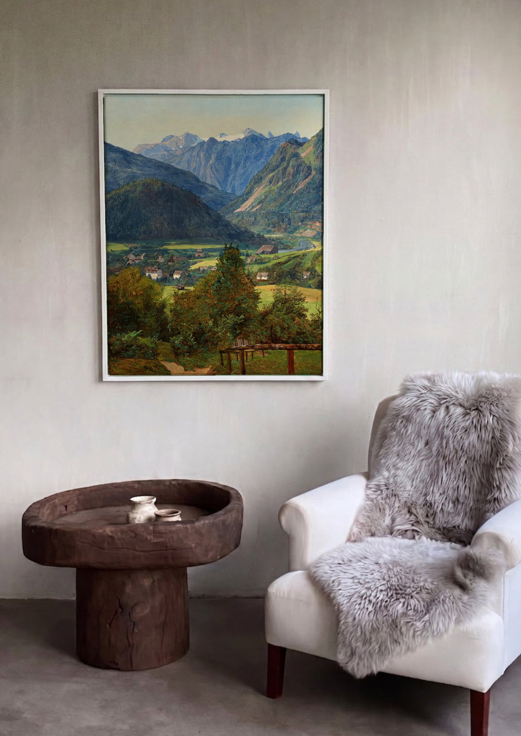 Quadro Decorativo Vale Alpino - Waldmüller em ambiente decorado