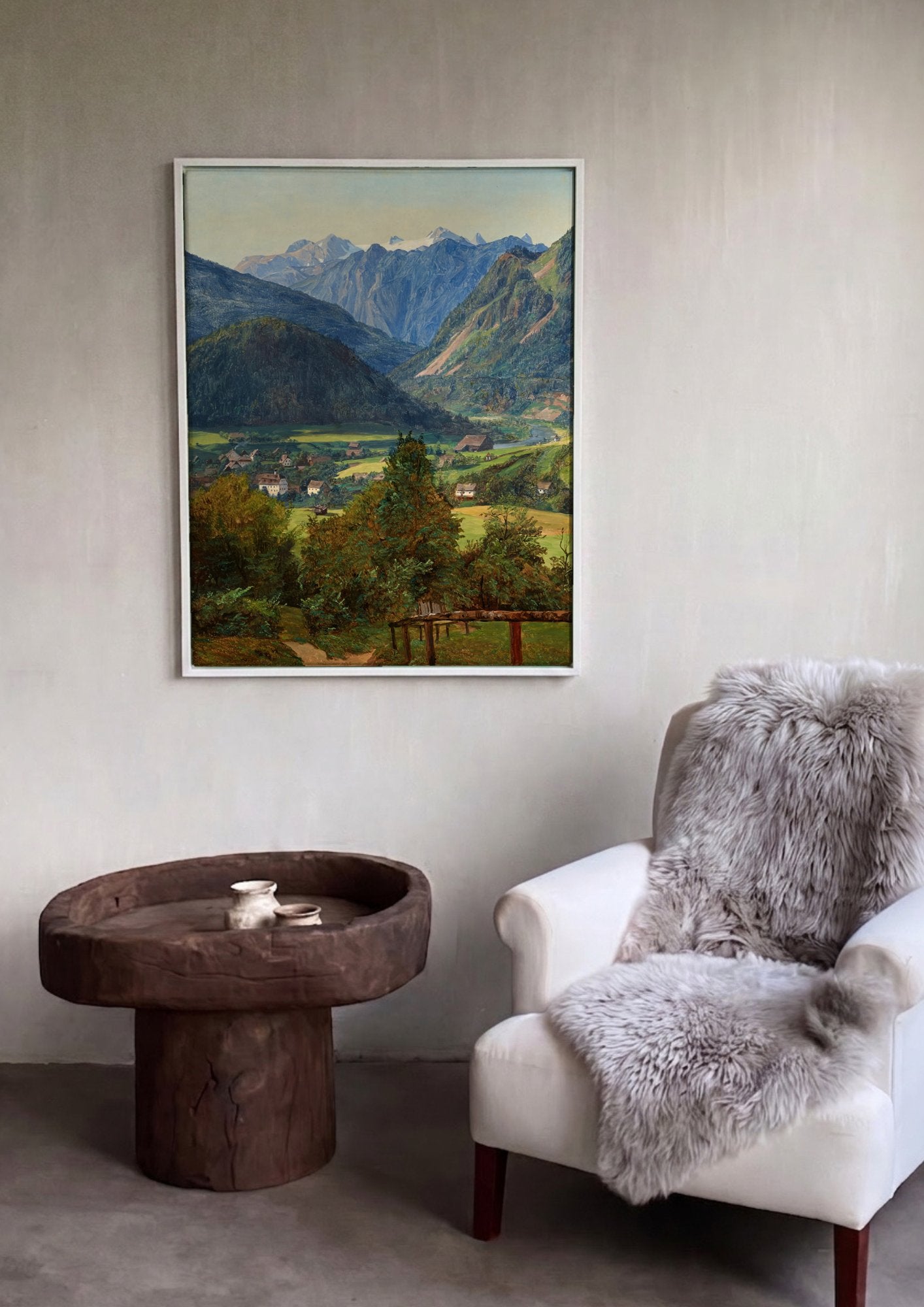 Quadro Decorativo Vale Alpino - Waldmüller em ambiente decorado