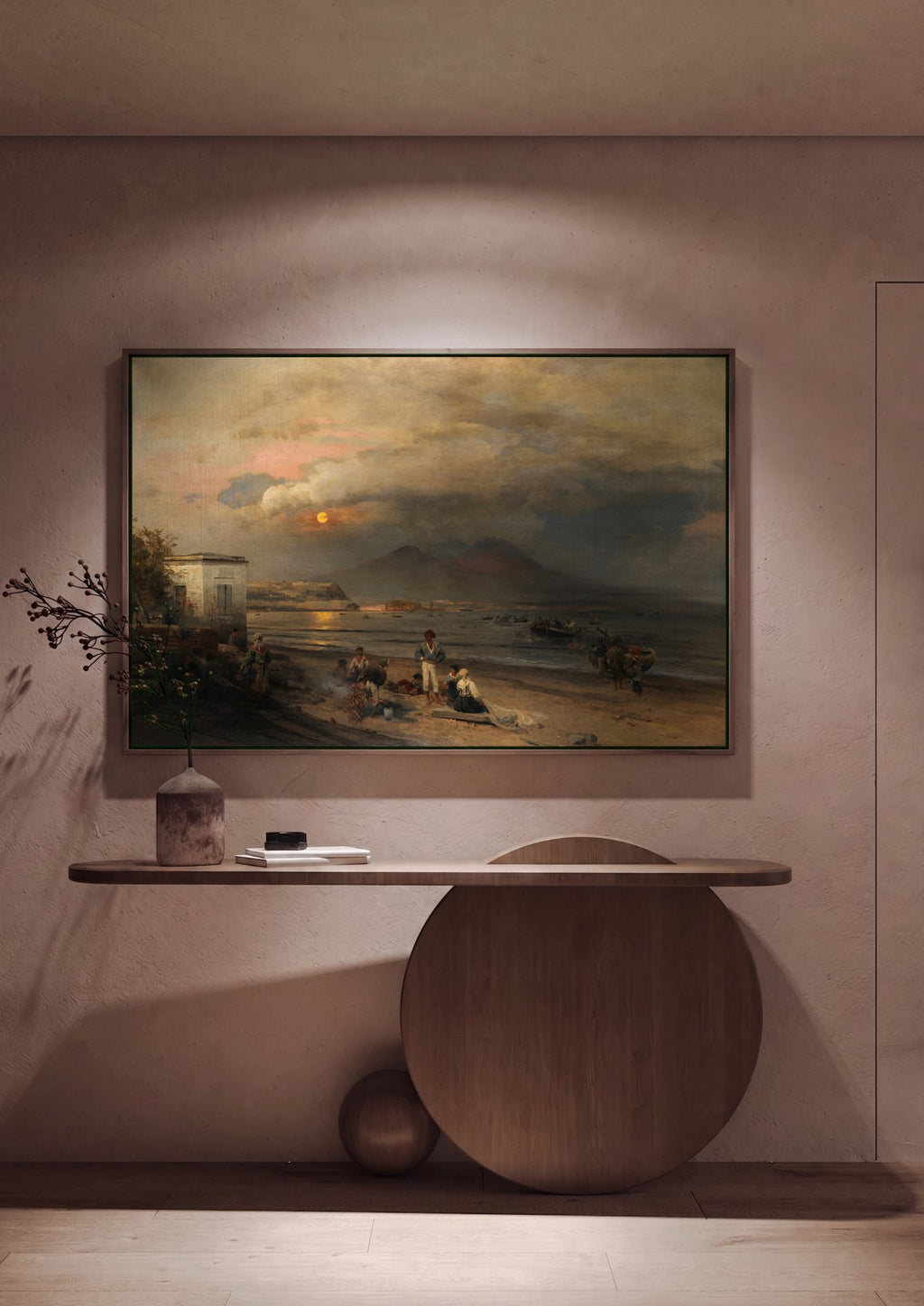 Quadro Decorativo Crepúsculo em Nápoles - Oswald Achenbach em ambiente decorado