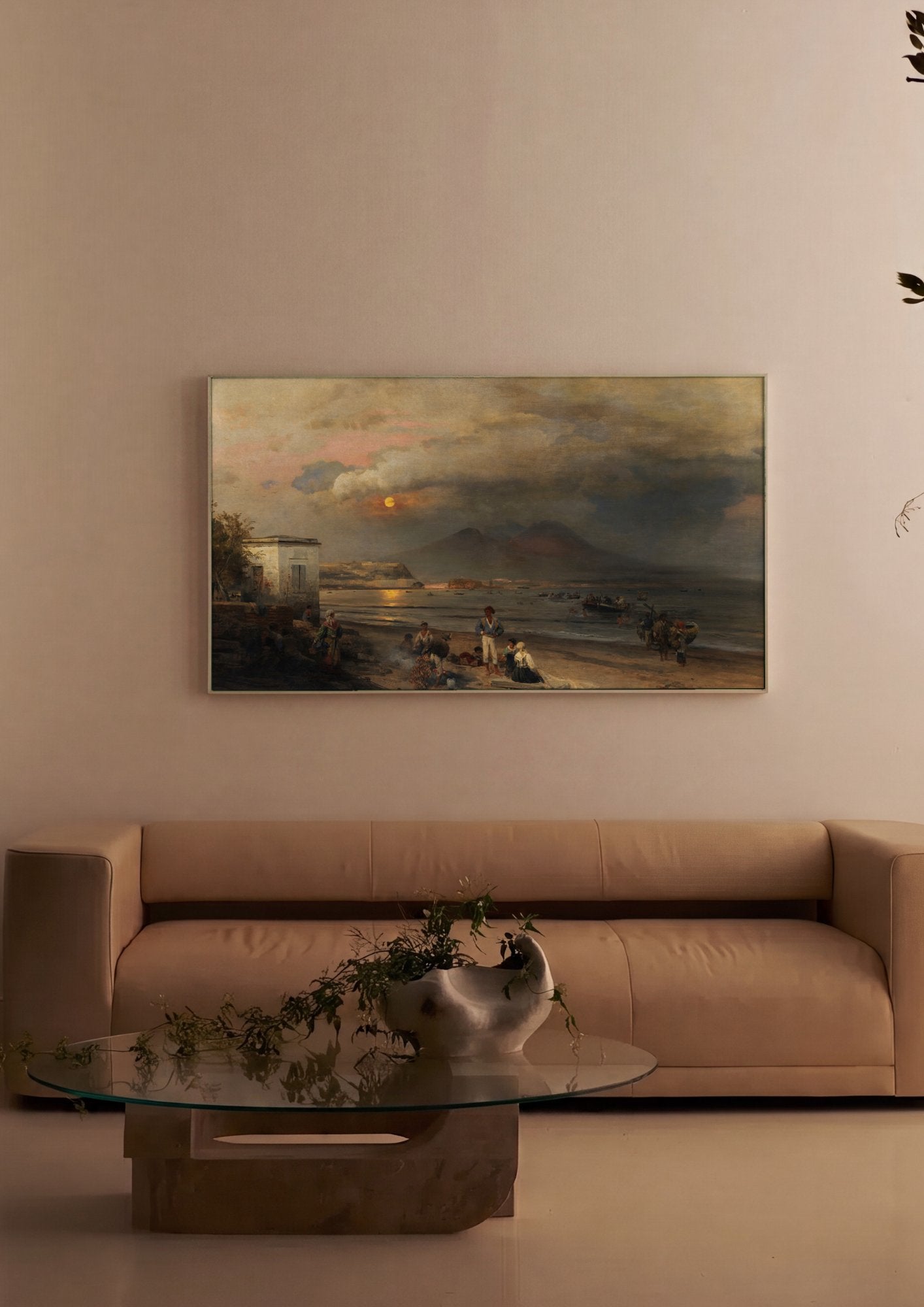 Quadro Decorativo Crepúsculo em Nápoles - Oswald Achenbach em ambiente decorado