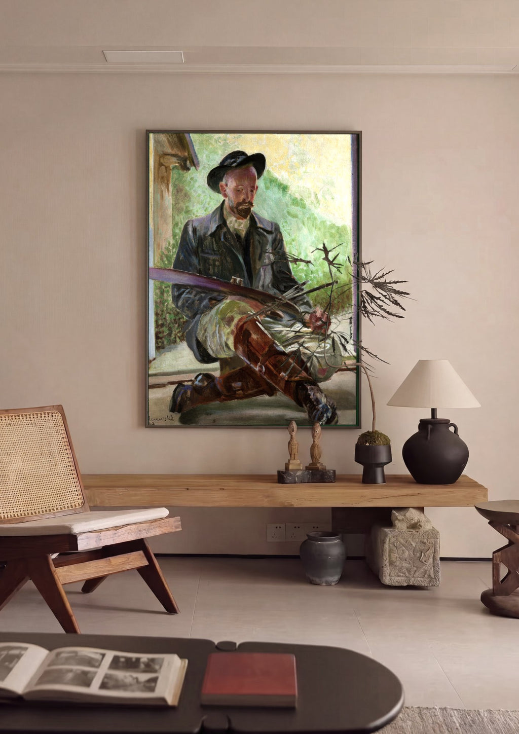 Quadro Decorativo Autorretrato com Paleta - Jacek Malczewski em ambiente decorado