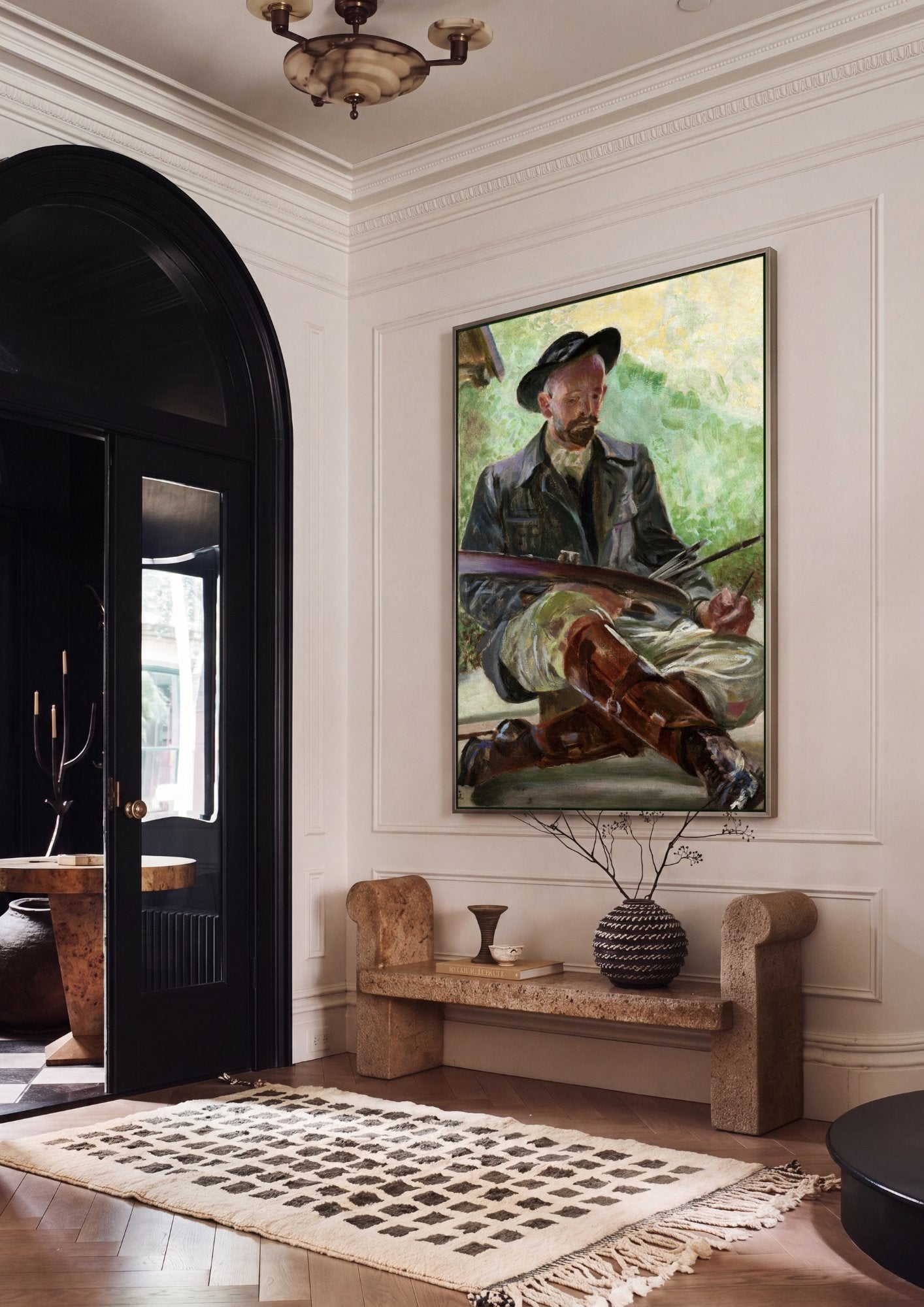Quadro Decorativo Autorretrato com Paleta - Jacek Malczewski em ambiente decorado