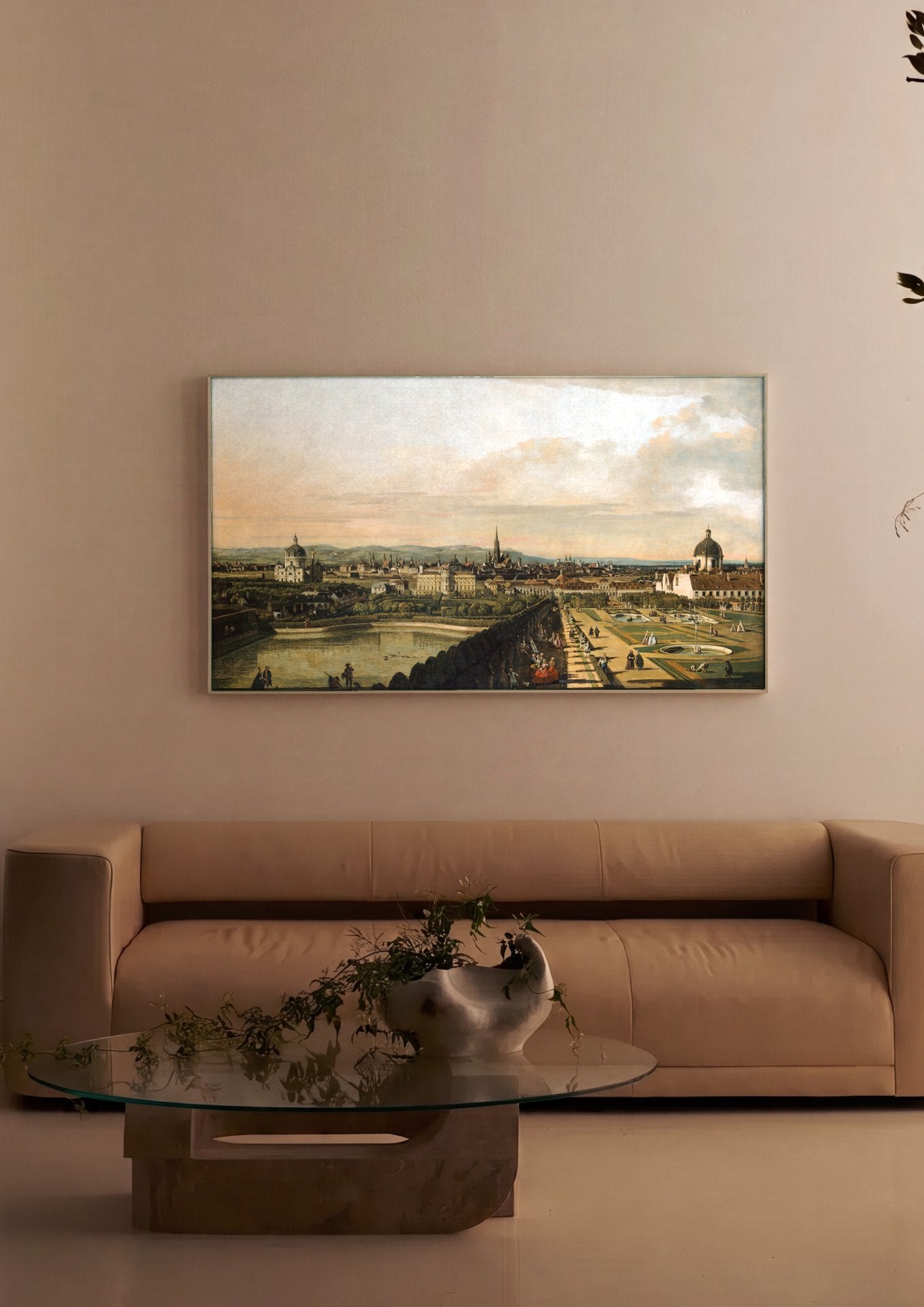 Quadro Decorativo 'Vista de Viena' - Canaletto em ambiente decorado