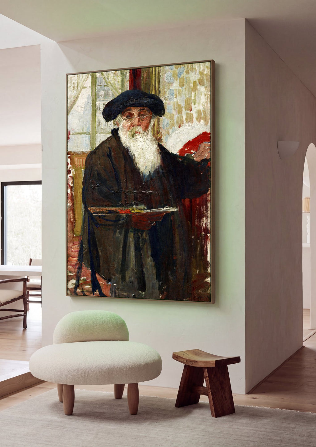 Quadro Decorativo Autorretrato com Paleta - Camille Pissarro em ambiente decorado