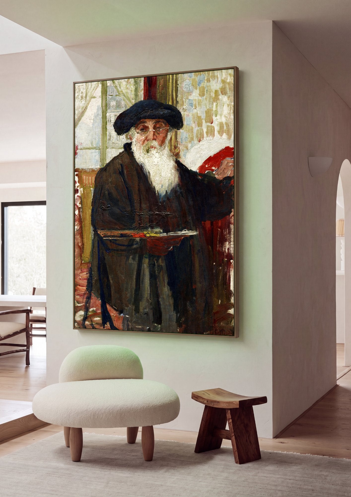 Quadro Decorativo Autorretrato com Paleta - Camille Pissarro em ambiente decorado