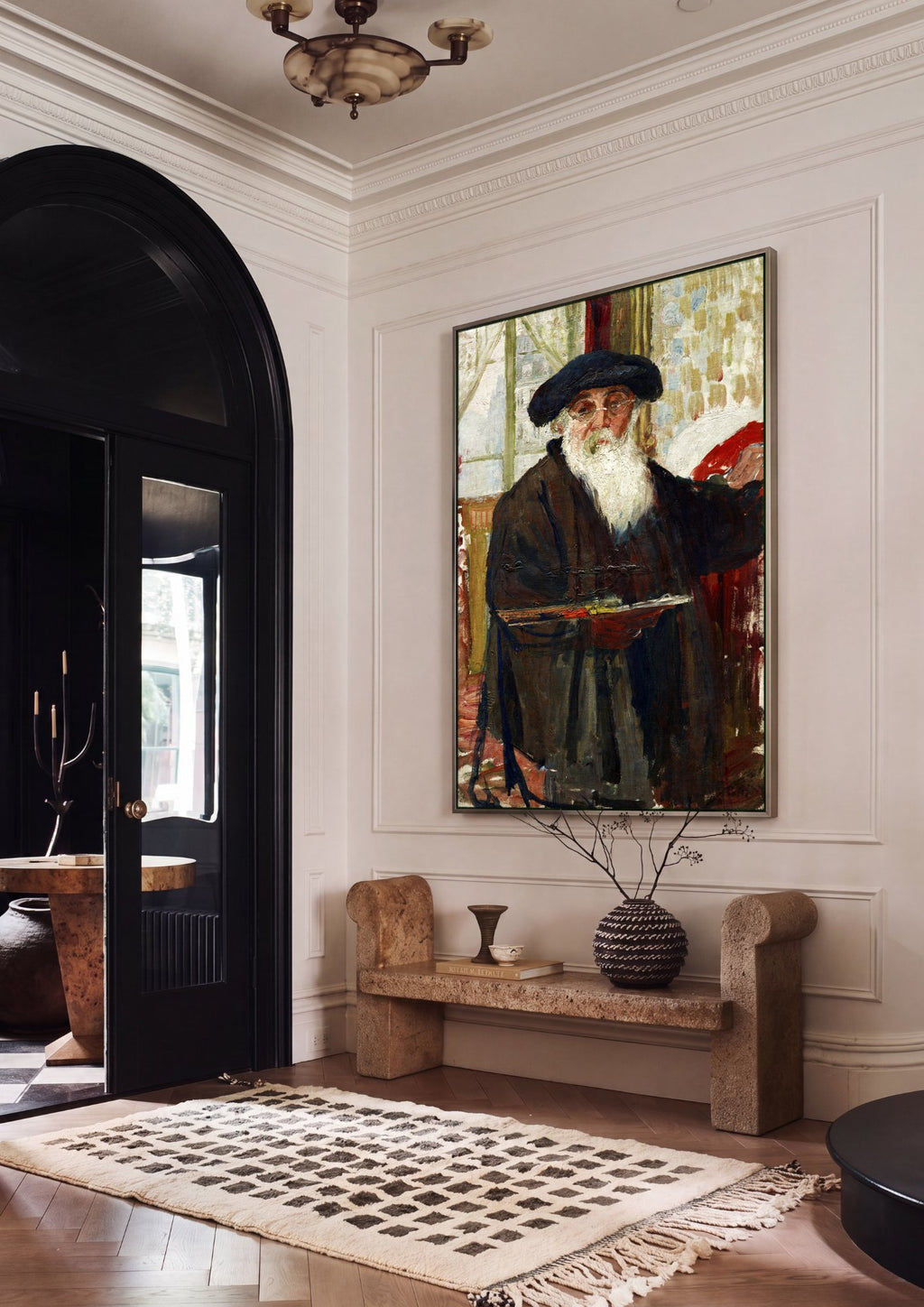 Quadro Decorativo Autorretrato com Paleta - Camille Pissarro em ambiente decorado