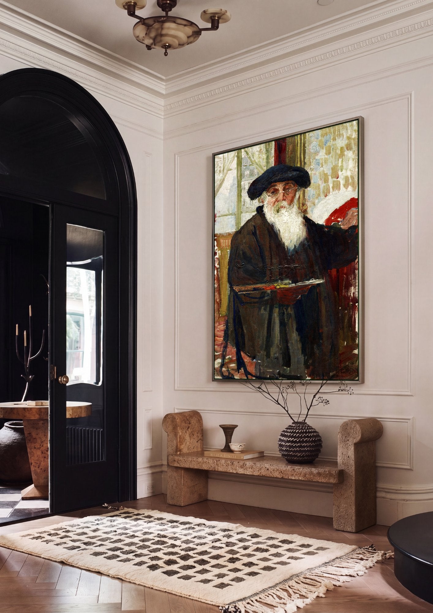 Quadro Decorativo Autorretrato com Paleta - Camille Pissarro em ambiente decorado