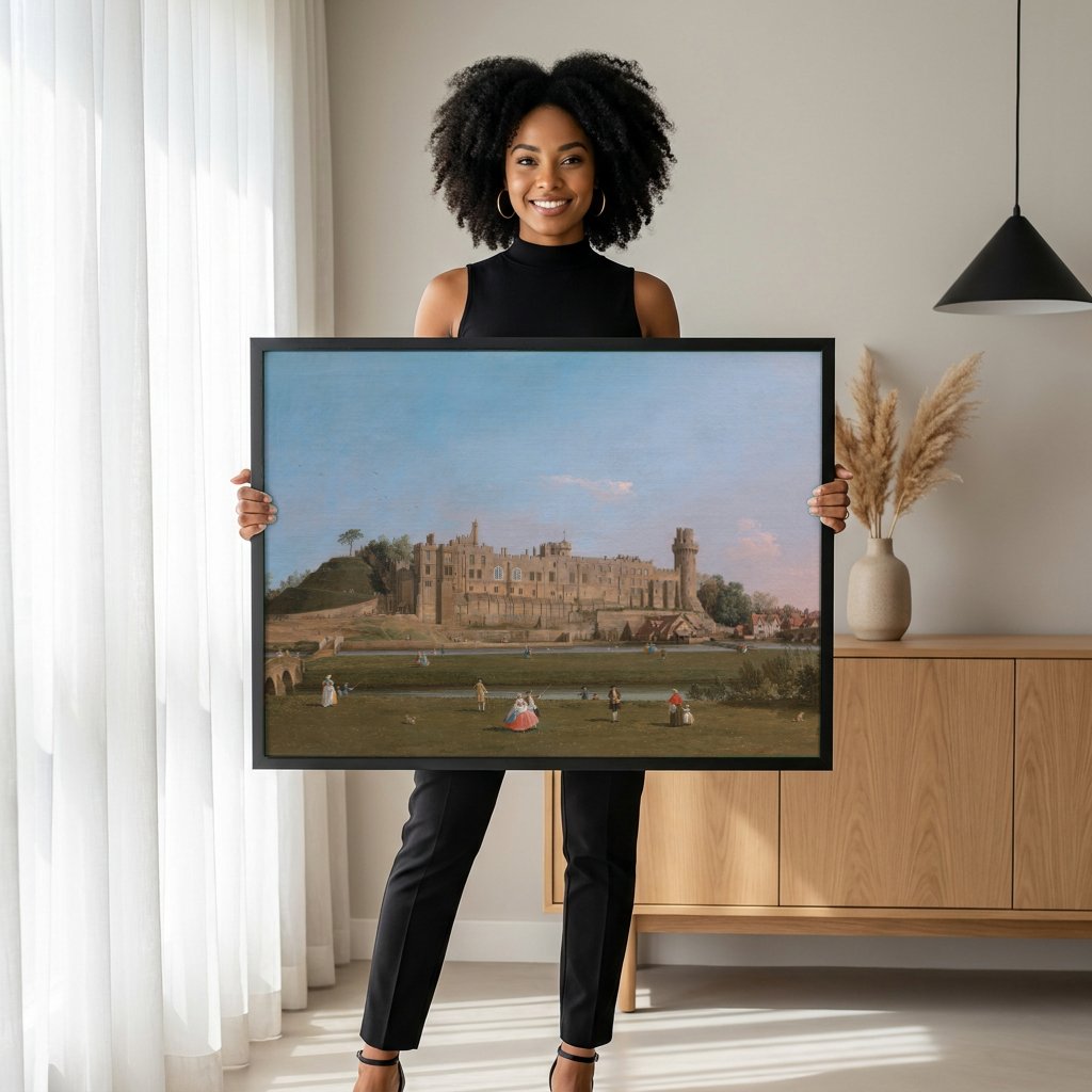 Quadro Decorativo 'Warwick Castle' - Canaletto com modelo em ambiente