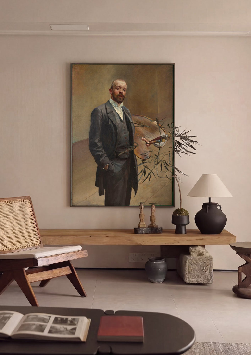Quadro Decorativo Autorretrato com Paleta - Jacek Malczewski em ambiente decorado