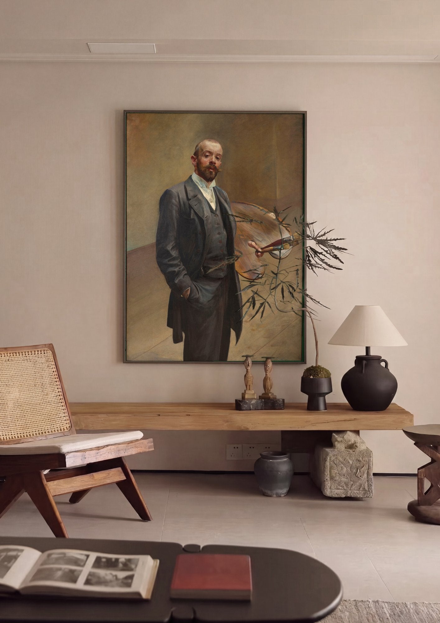 Quadro Decorativo Autorretrato com Paleta - Jacek Malczewski em ambiente decorado
