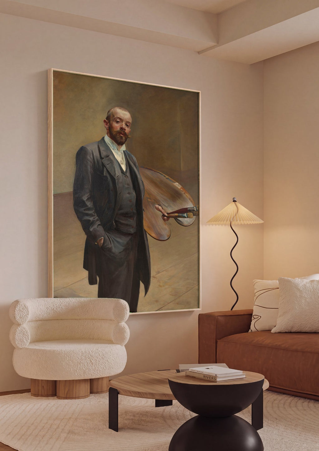 Quadro Decorativo Autorretrato com Paleta - Jacek Malczewski em ambiente decorado