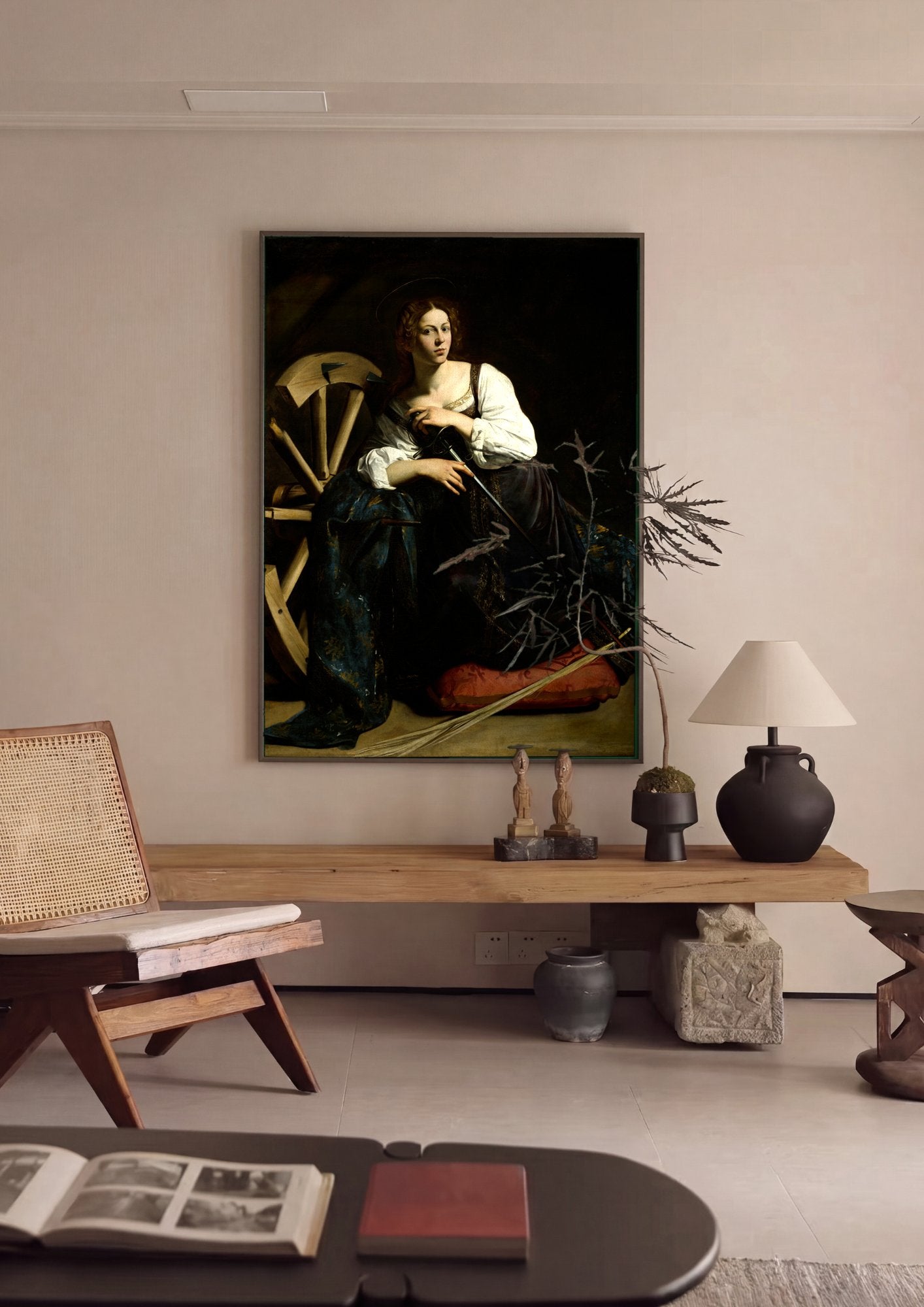 Quadro Decorativo Santa Catarina de Alexandria - Caravaggio em ambiente decorado